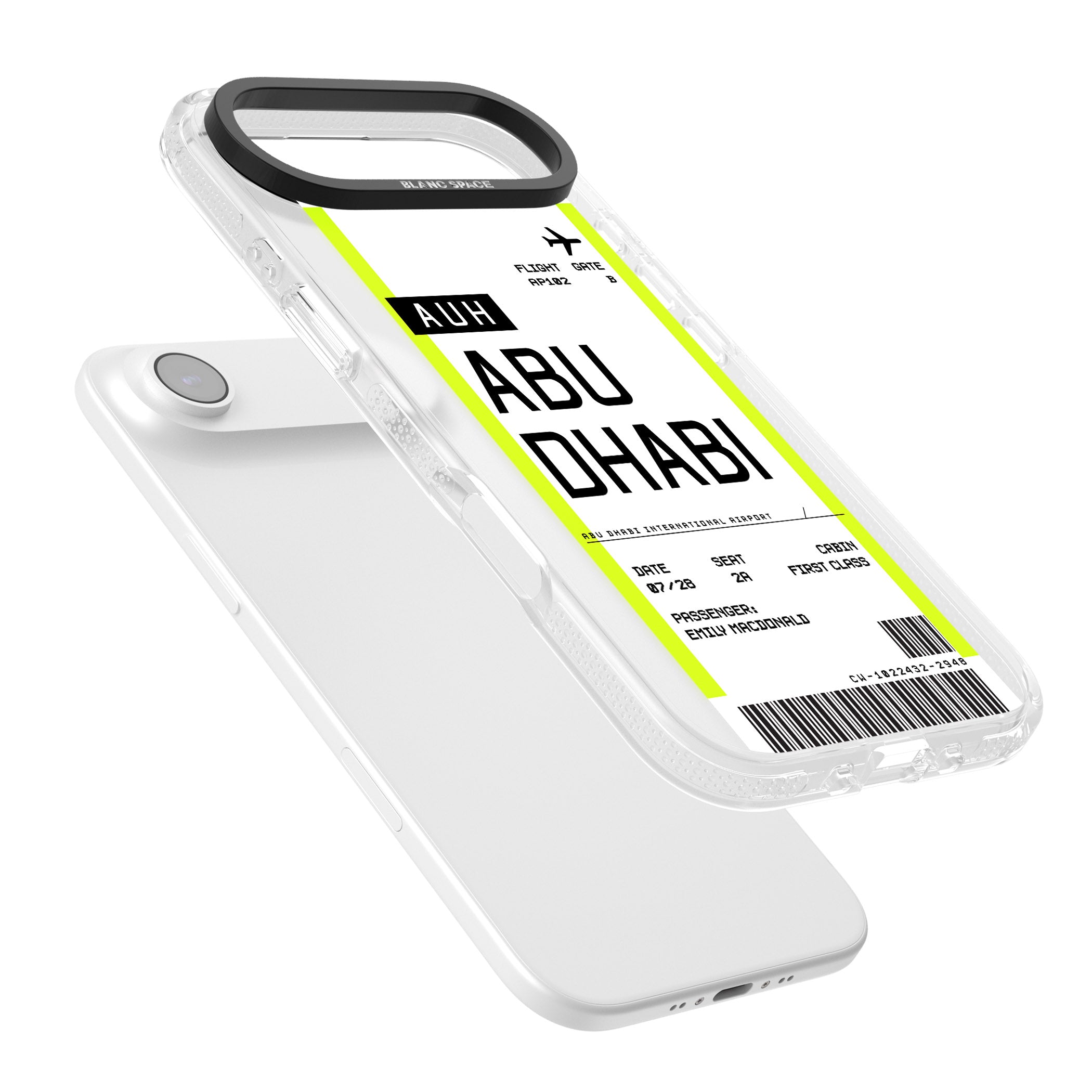 Personalised Abu Dhabi Boarding Pass iPhone 17 Air Impact Air Clear Phone Case Colours