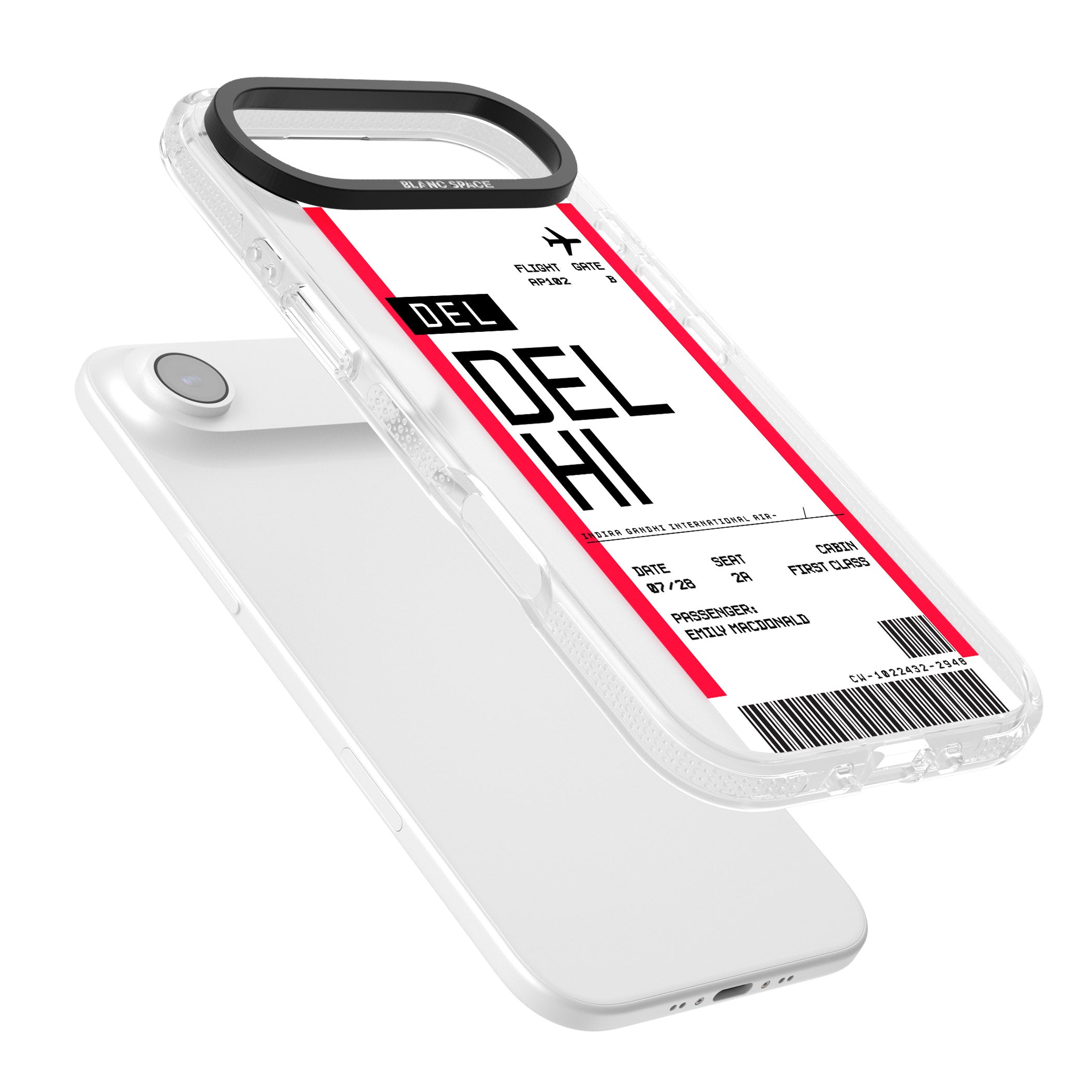 Personalised Delhi Boarding Pass iPhone 17 Air Impact Air Clear Phone Case Colours