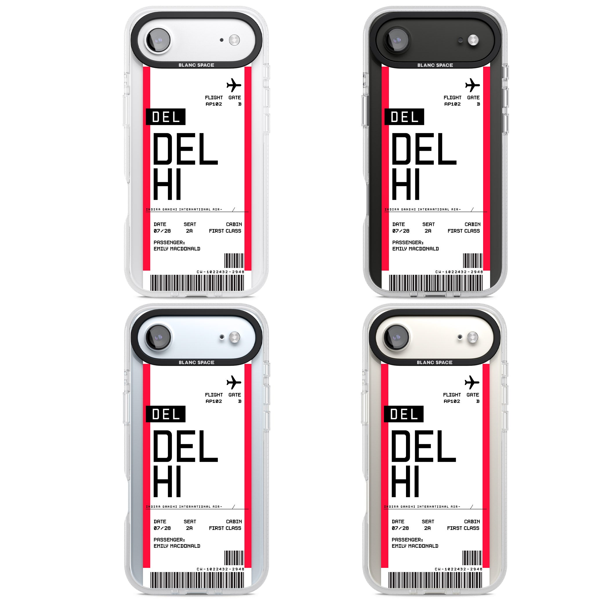 Personalised Delhi Boarding Pass iPhone 17 Air Impact Air Clear Phone Case APT Impact Protection