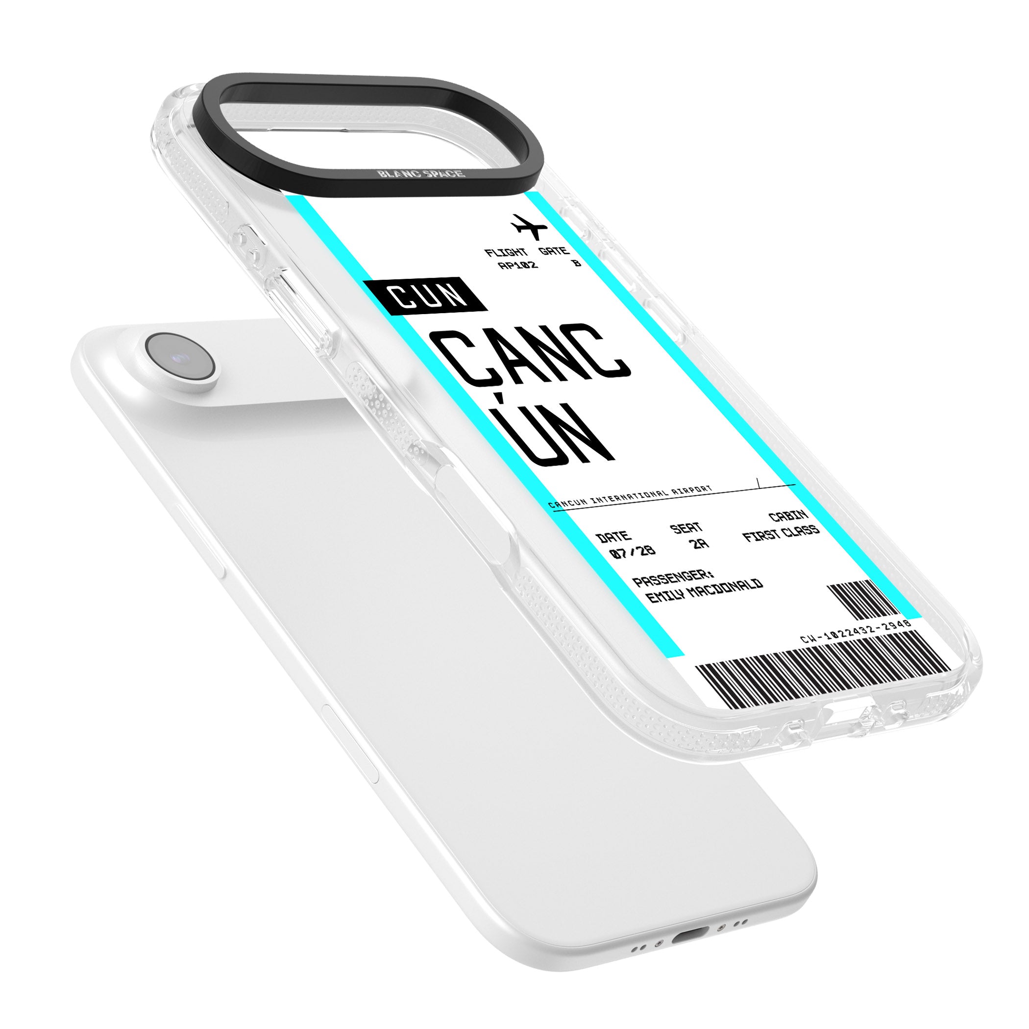 Personalised Cancún Boarding Pass iPhone 17 Air Impact Air Clear Phone Case Colours
