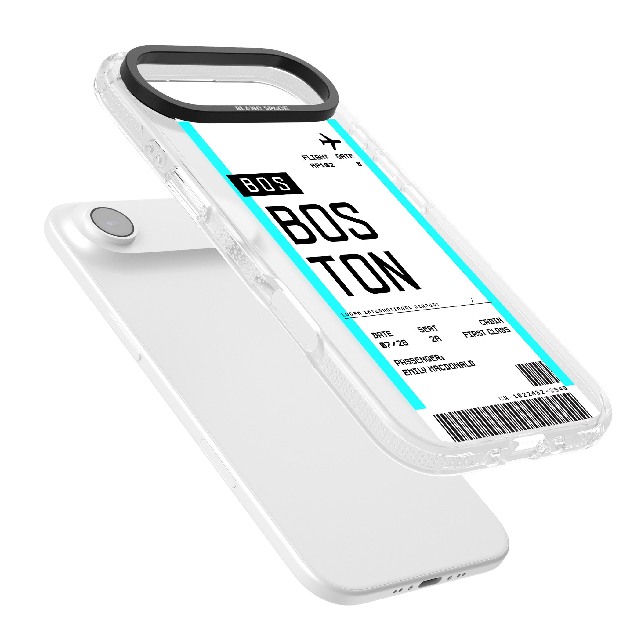 Personalised Boston Boarding Pass iPhone 17 Air Impact Air Clear Phone Case Colours