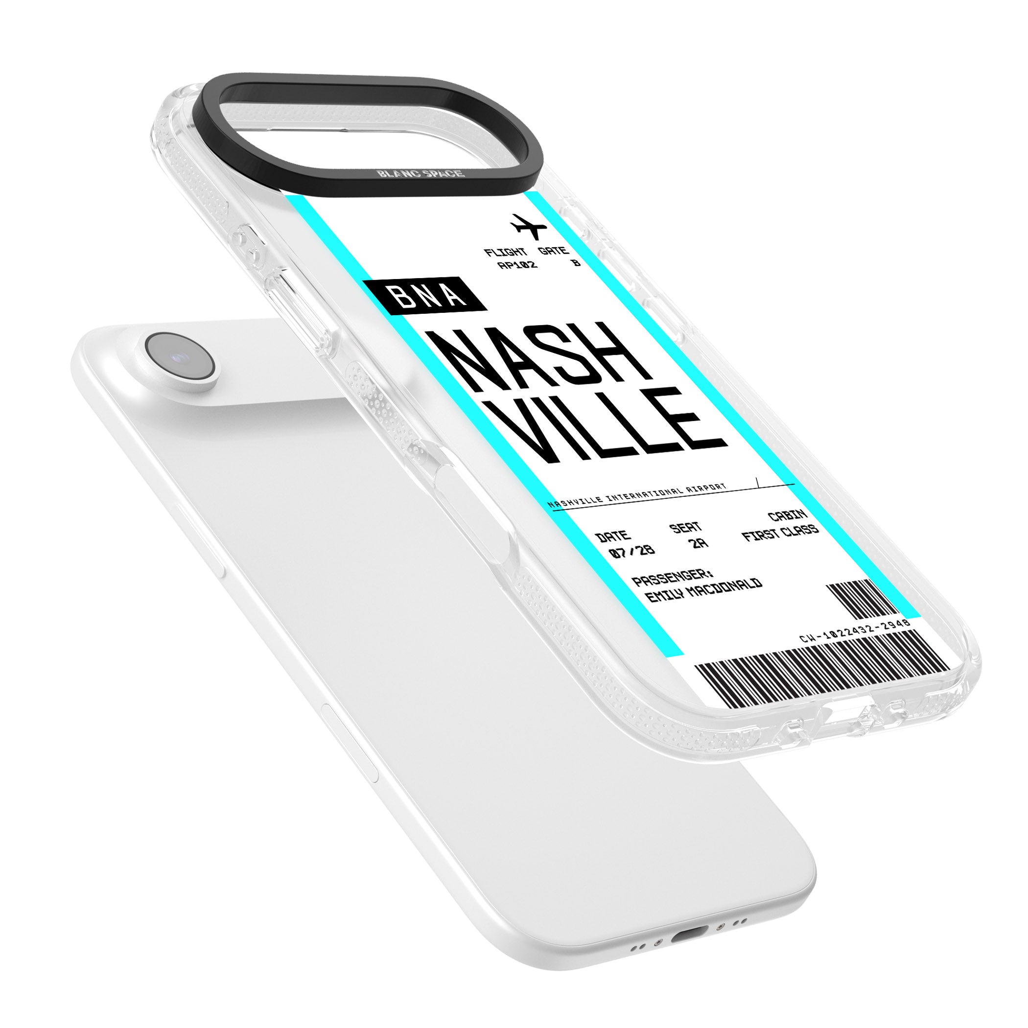 Personalised Nashville Boarding Pass iPhone 17 Air Impact Air Clear Phone Case Colours
