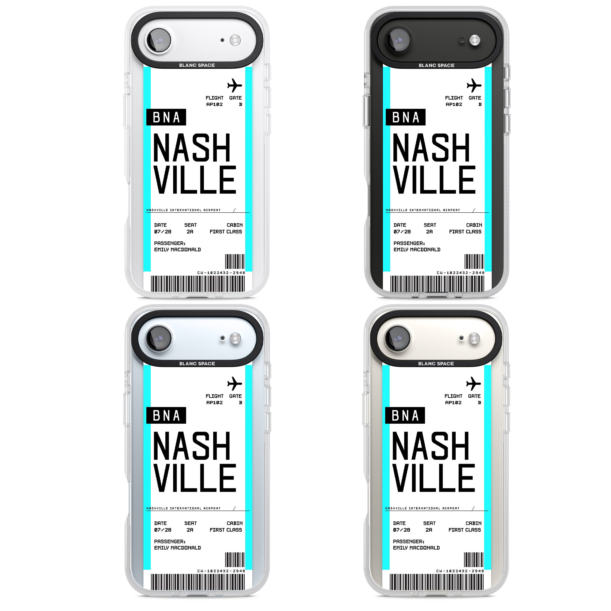 Personalised Nashville Boarding Pass iPhone 17 Air Impact Air Clear Phone Case APT Impact Protection
