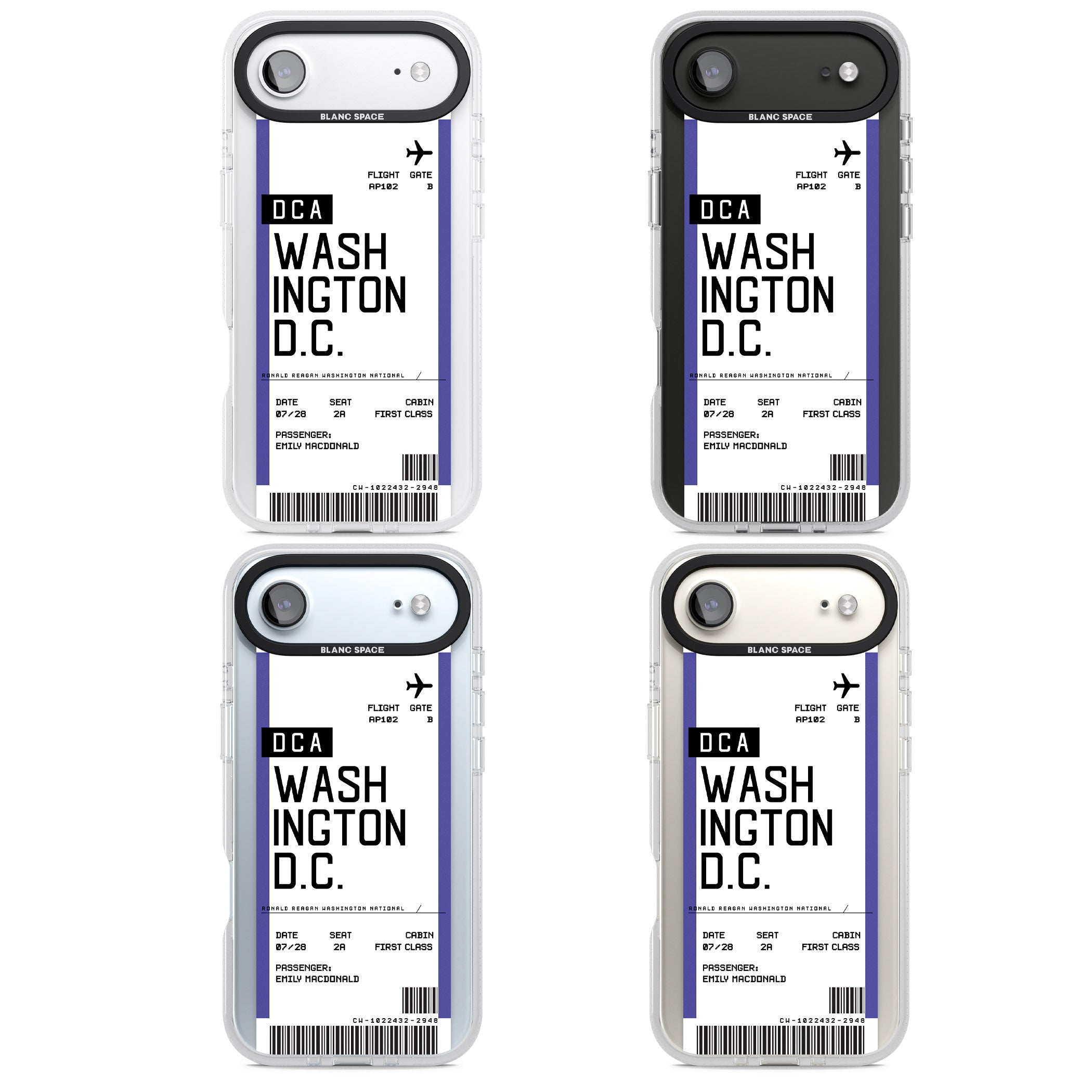 Personalised Washington D.C. Boarding Pass iPhone 17 Air Impact Air Clear Phone Case APT Impact Protection