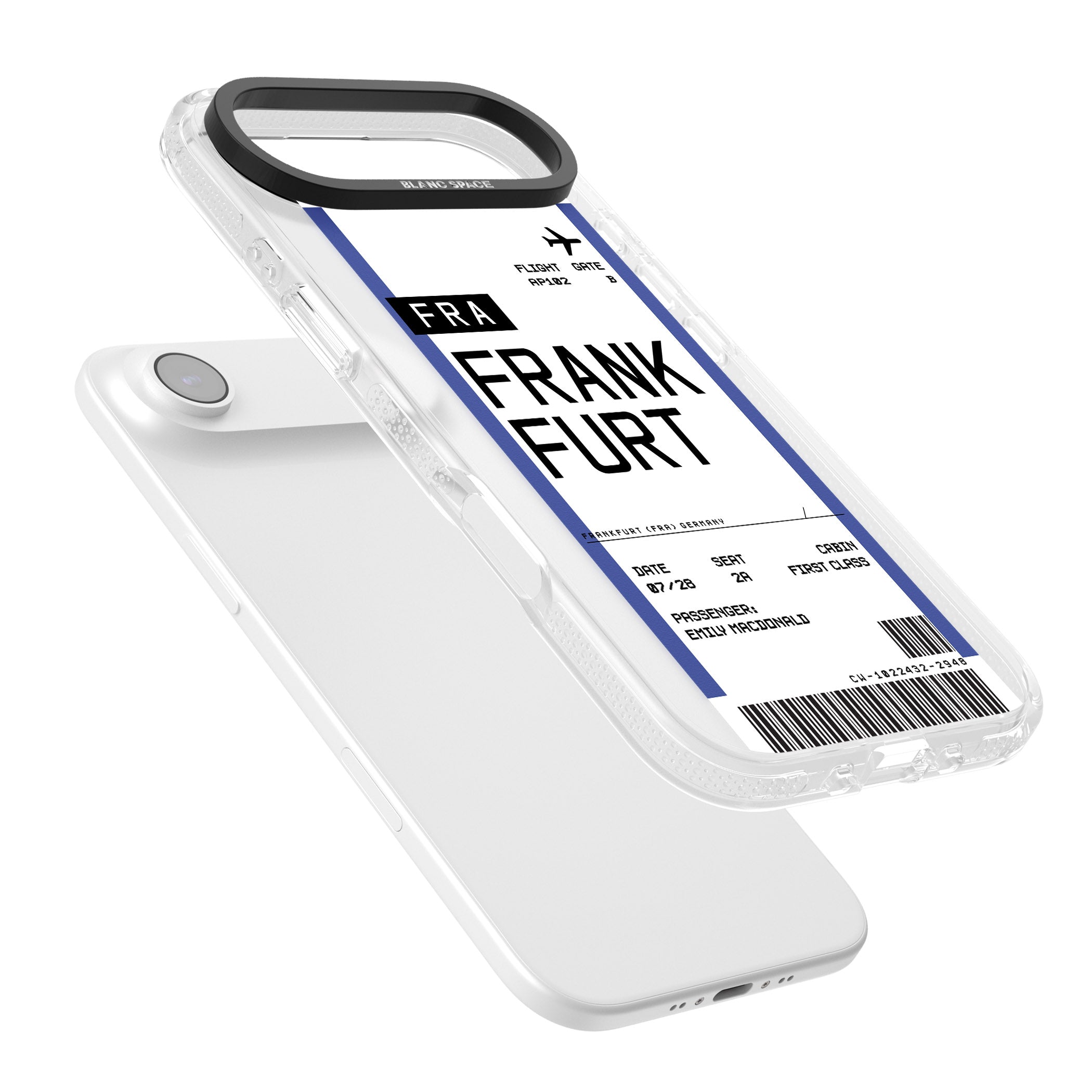 Personalised Frankfurt Boarding Pass iPhone 17 Air Impact Air Clear Phone Case Colours