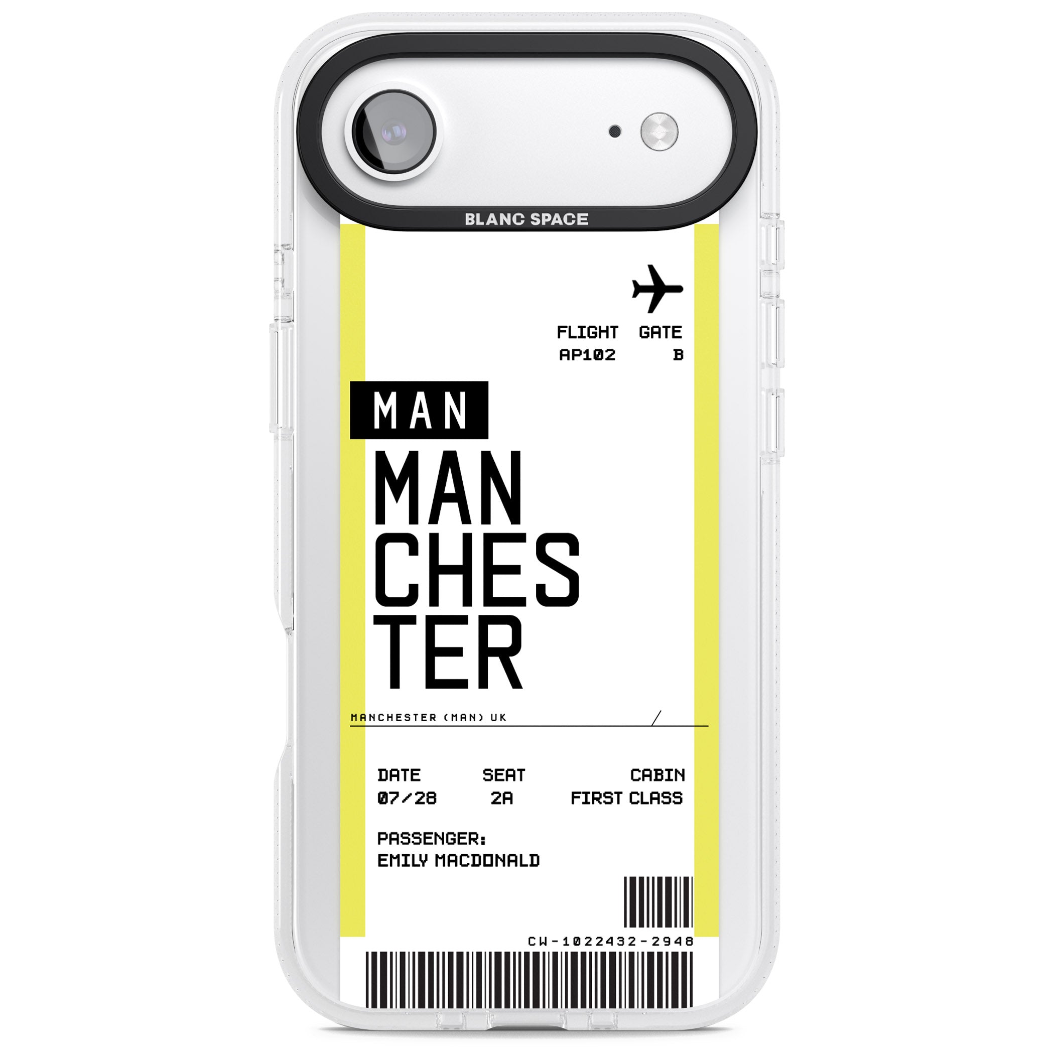 Personalised Manchester Boarding Pass iPhone 17 Air Impact Air Clear Phone Case