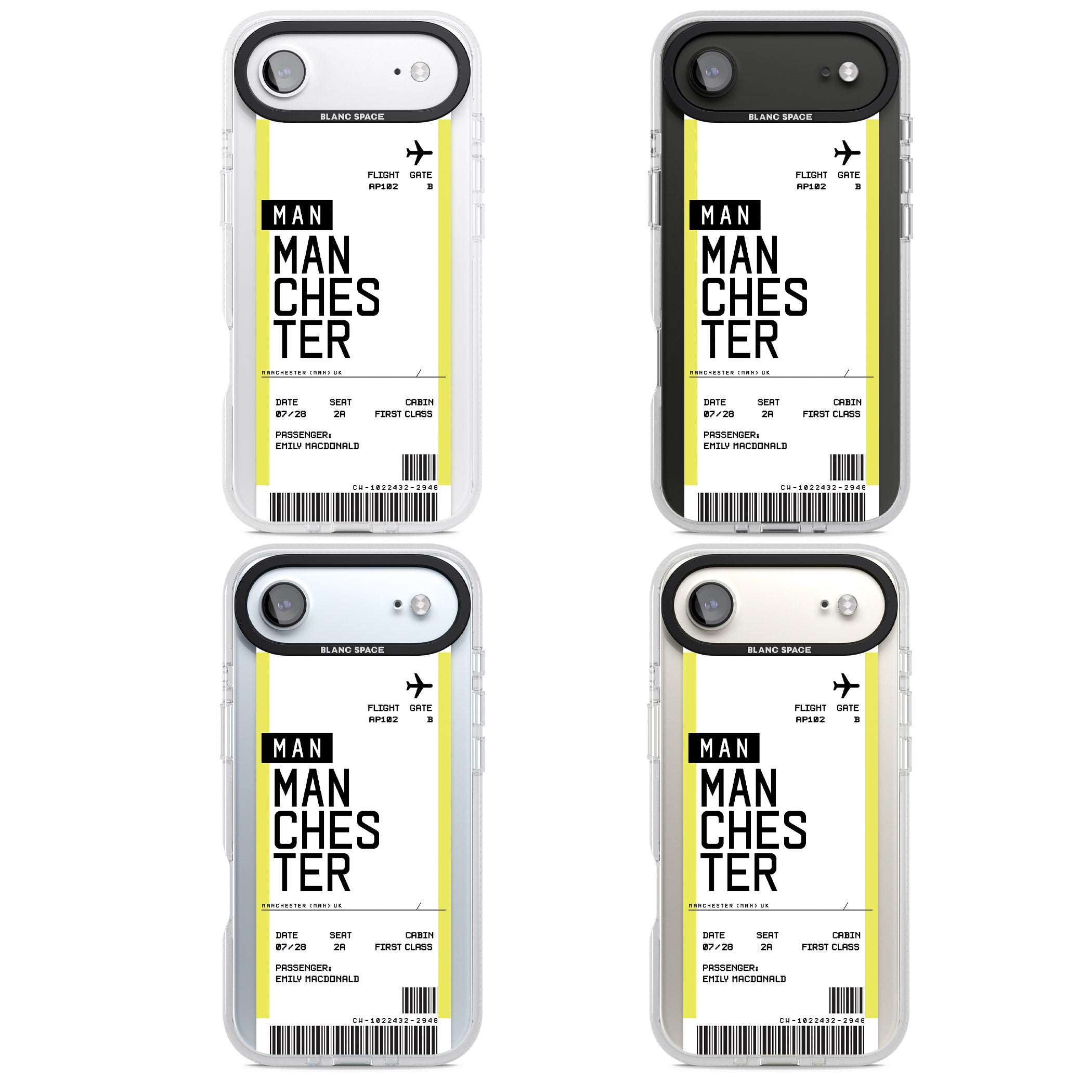Personalised Manchester Boarding Pass iPhone 17 Air Impact Air Clear Phone Case APT Impact Protection
