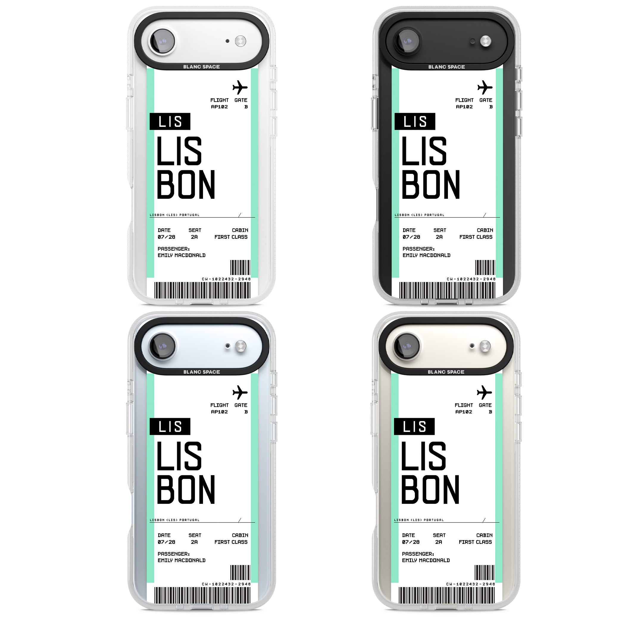 Personalised Lisbon Boarding Pass iPhone 17 Air Impact Air Clear Phone Case APT Impact Protection