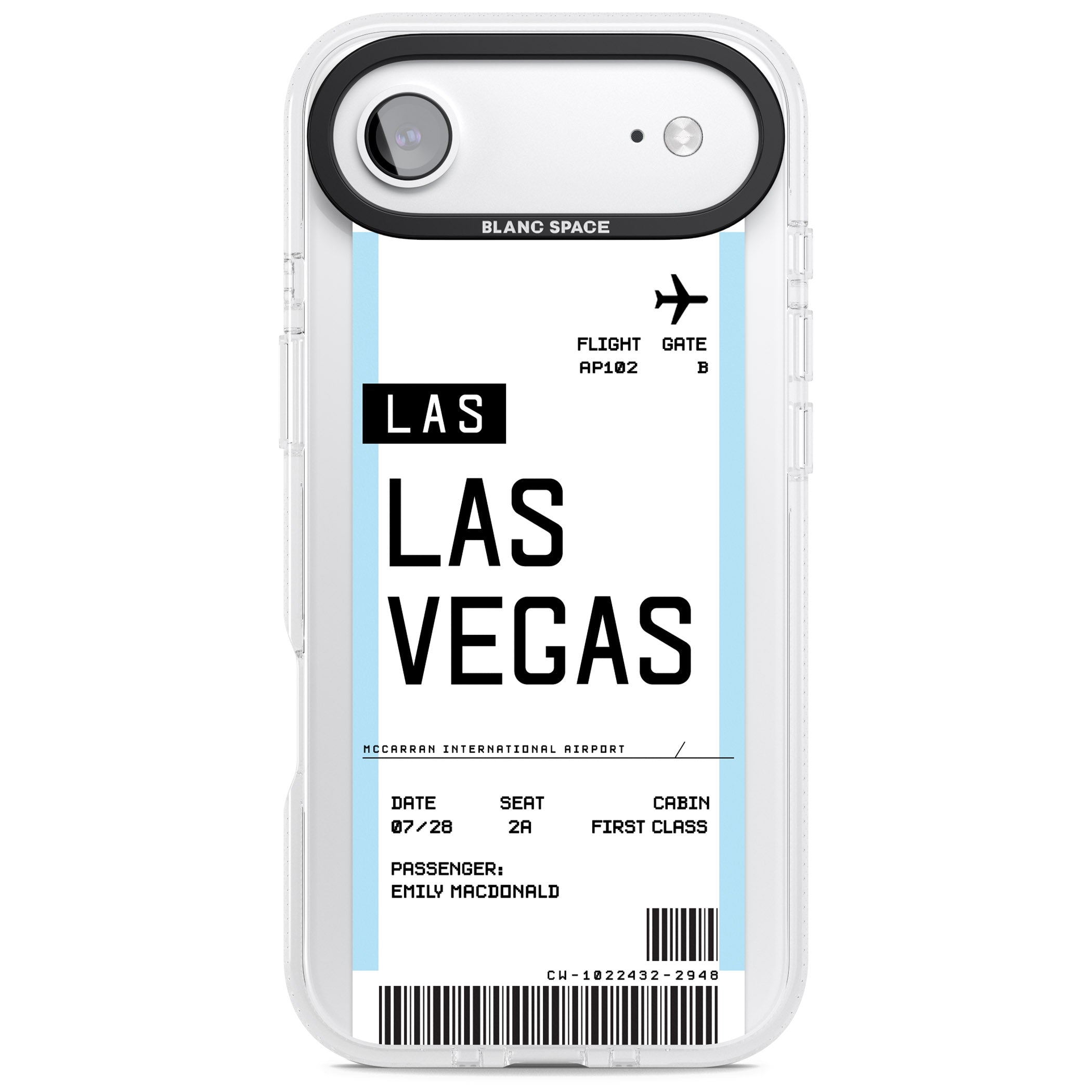 Personalised Las Vegas Boarding Pass iPhone 17 Air Impact Air Clear Phone Case
