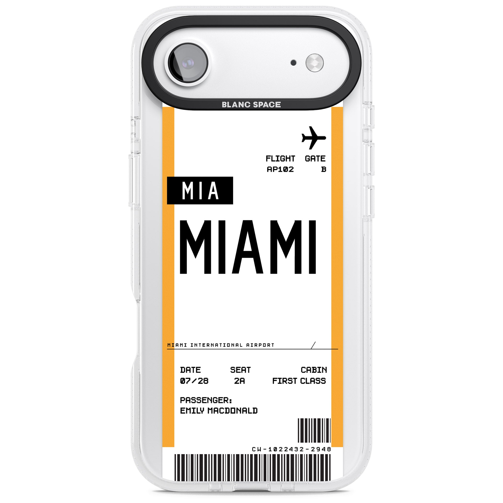 Personalised Miami Boarding Pass iPhone 17 Air Impact Air Clear Phone Case