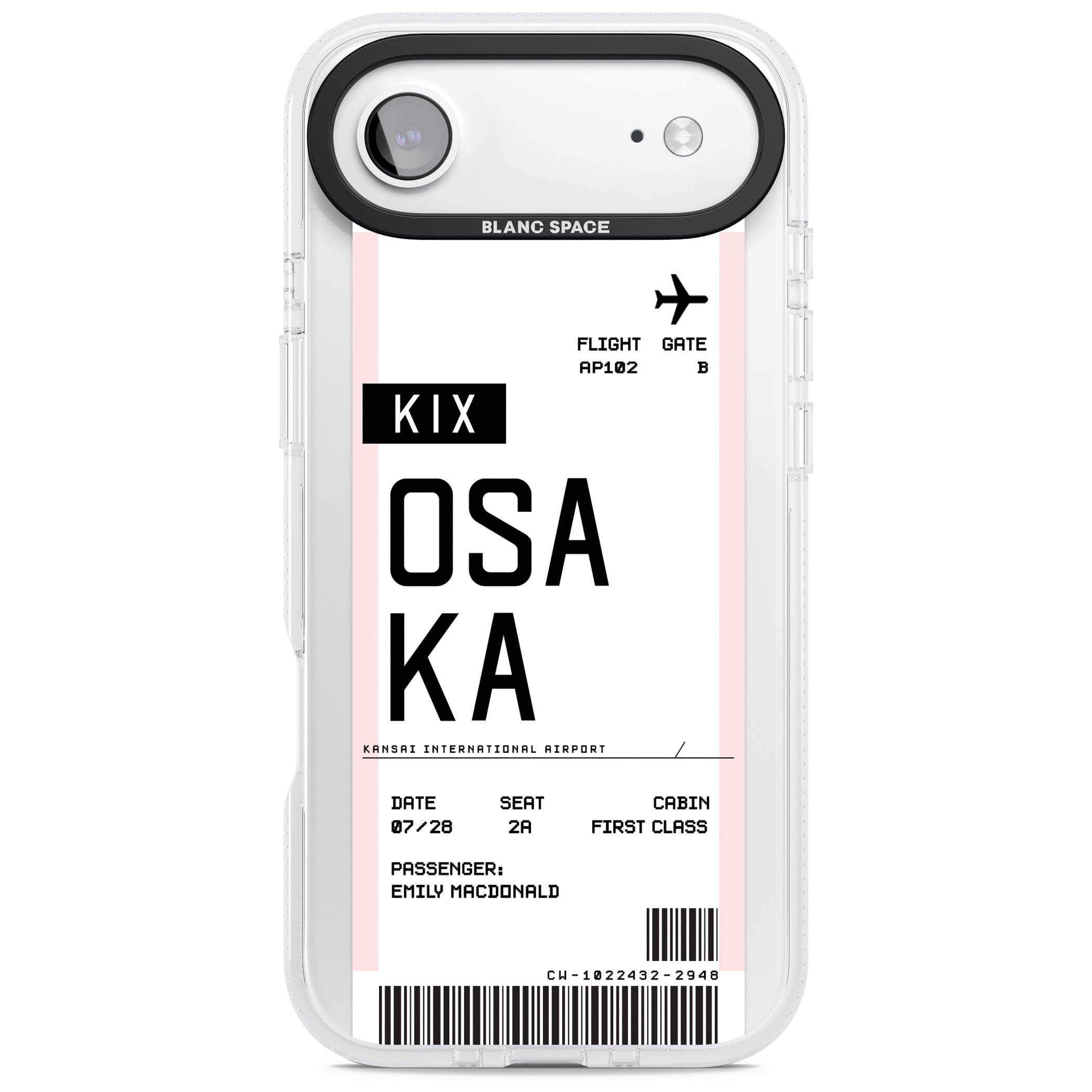 Personalised Osaka Boarding Pass iPhone 17 Air Impact Air Clear Phone Case