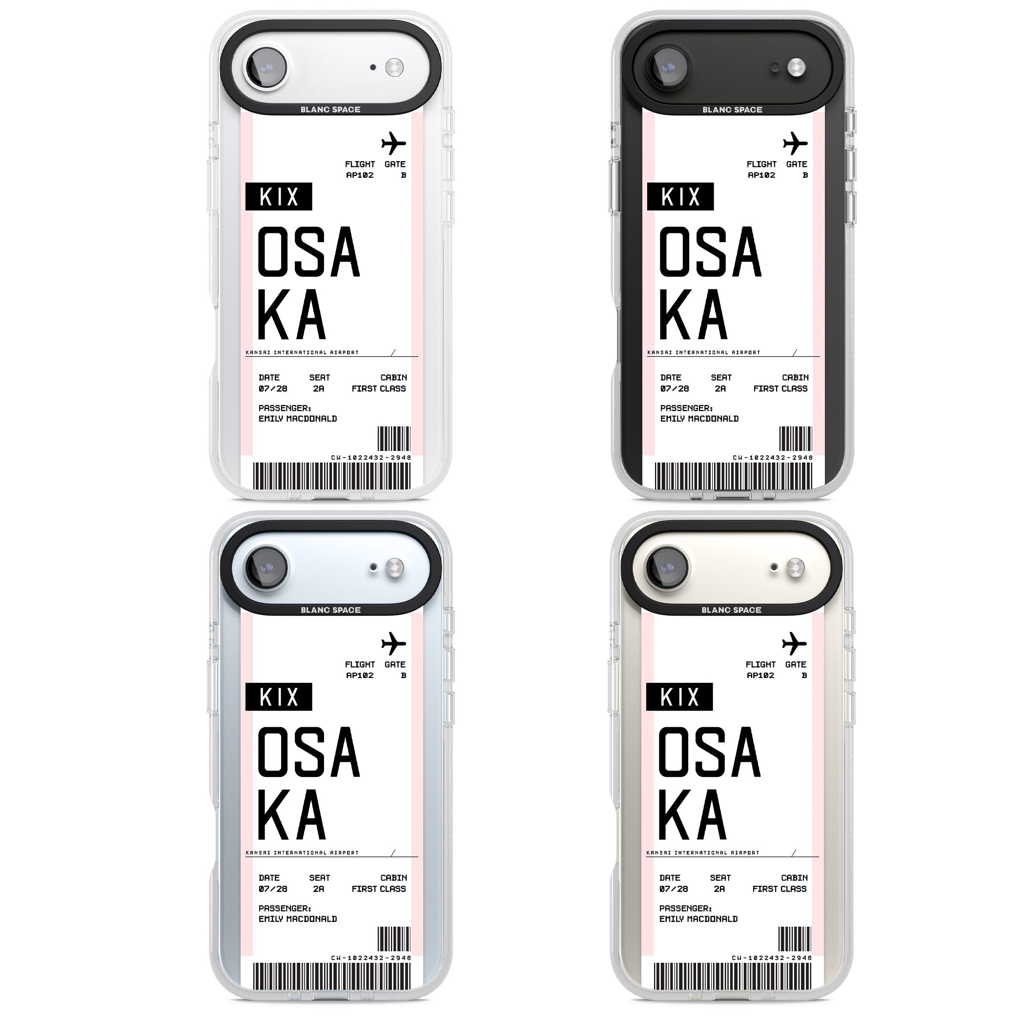 Personalised Osaka Boarding Pass iPhone 17 Air Impact Air Clear Phone Case APT Impact Protection
