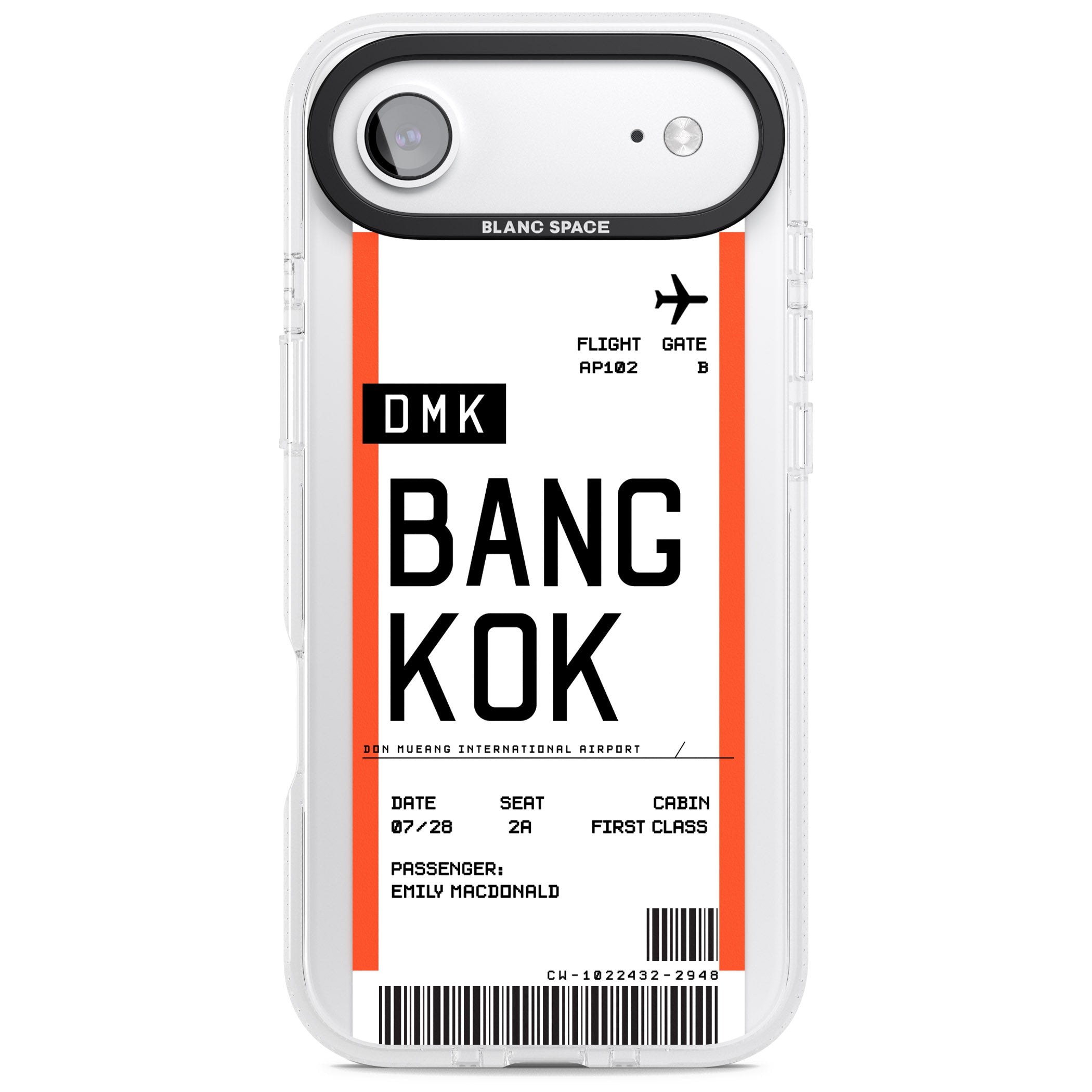 Personalised Bangkok Boarding Pass iPhone 17 Air Impact Air Clear Phone Case