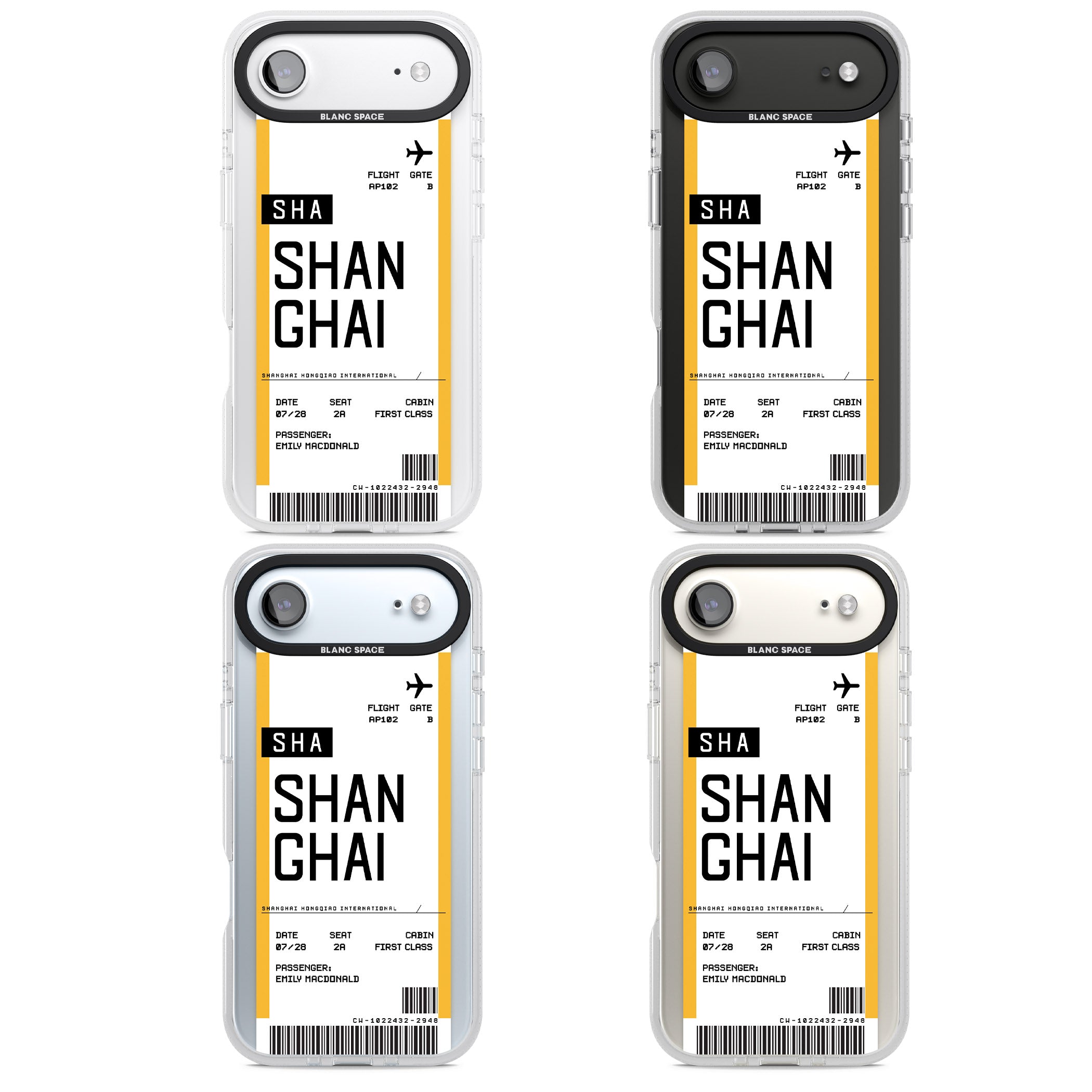 Personalised Shanghai Boarding Pass iPhone 17 Air Impact Air Clear Phone Case APT Impact Protection