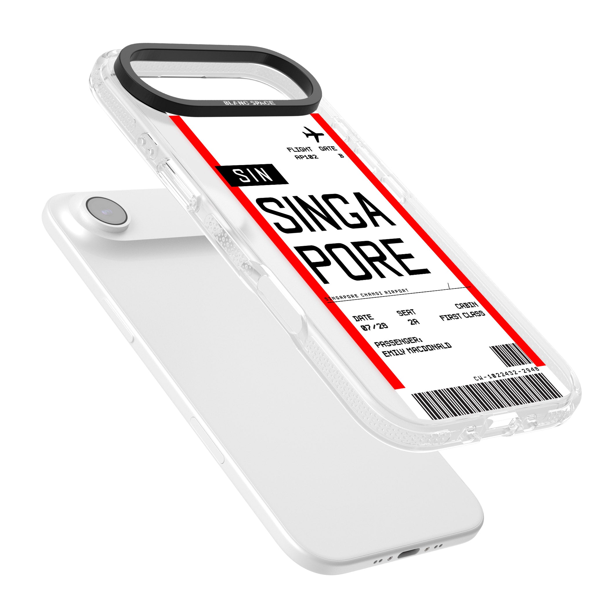 Personalised Singapore Boarding Pass iPhone 17 Air Impact Air Clear Phone Case Colours
