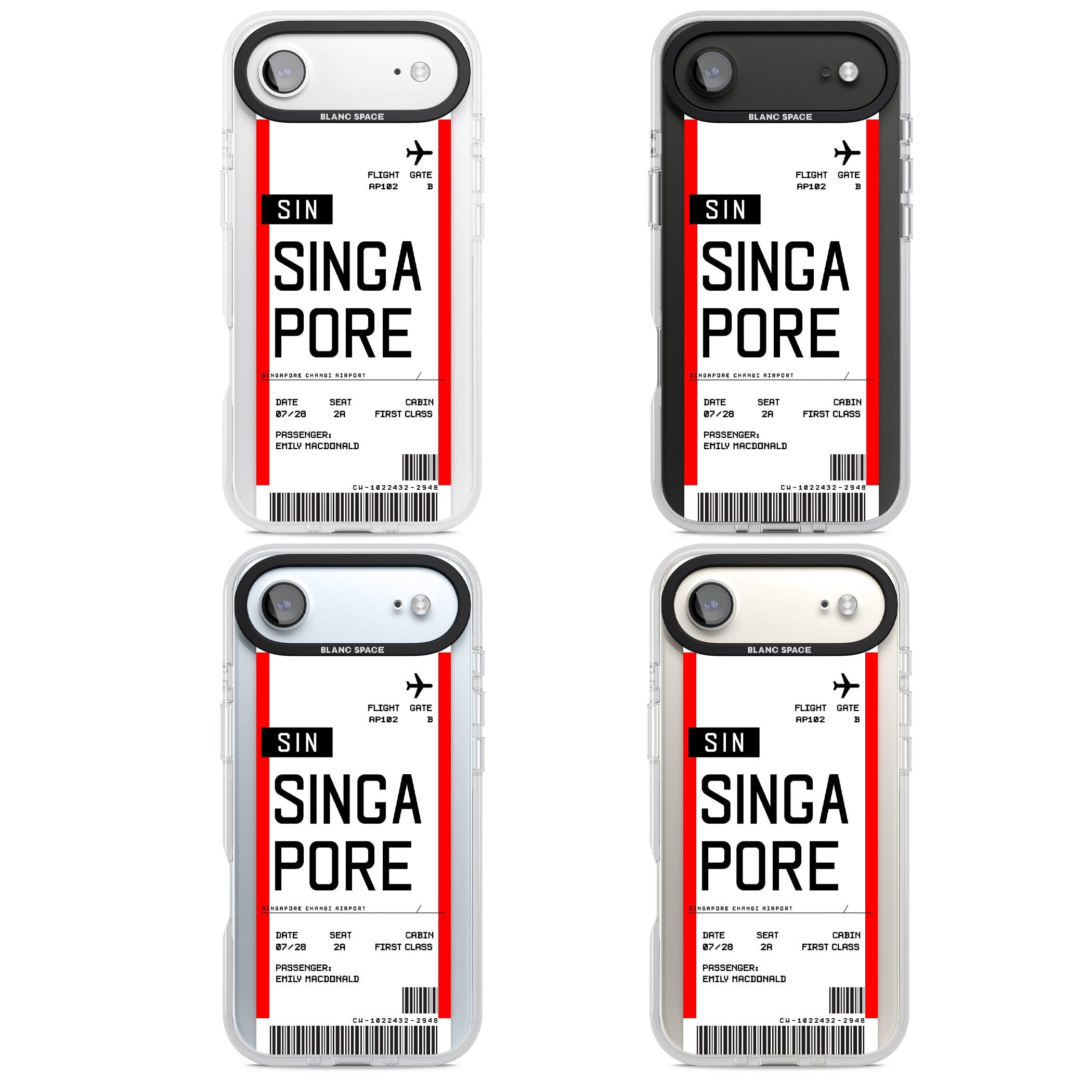 Personalised Singapore Boarding Pass iPhone 17 Air Impact Air Clear Phone Case APT Impact Protection