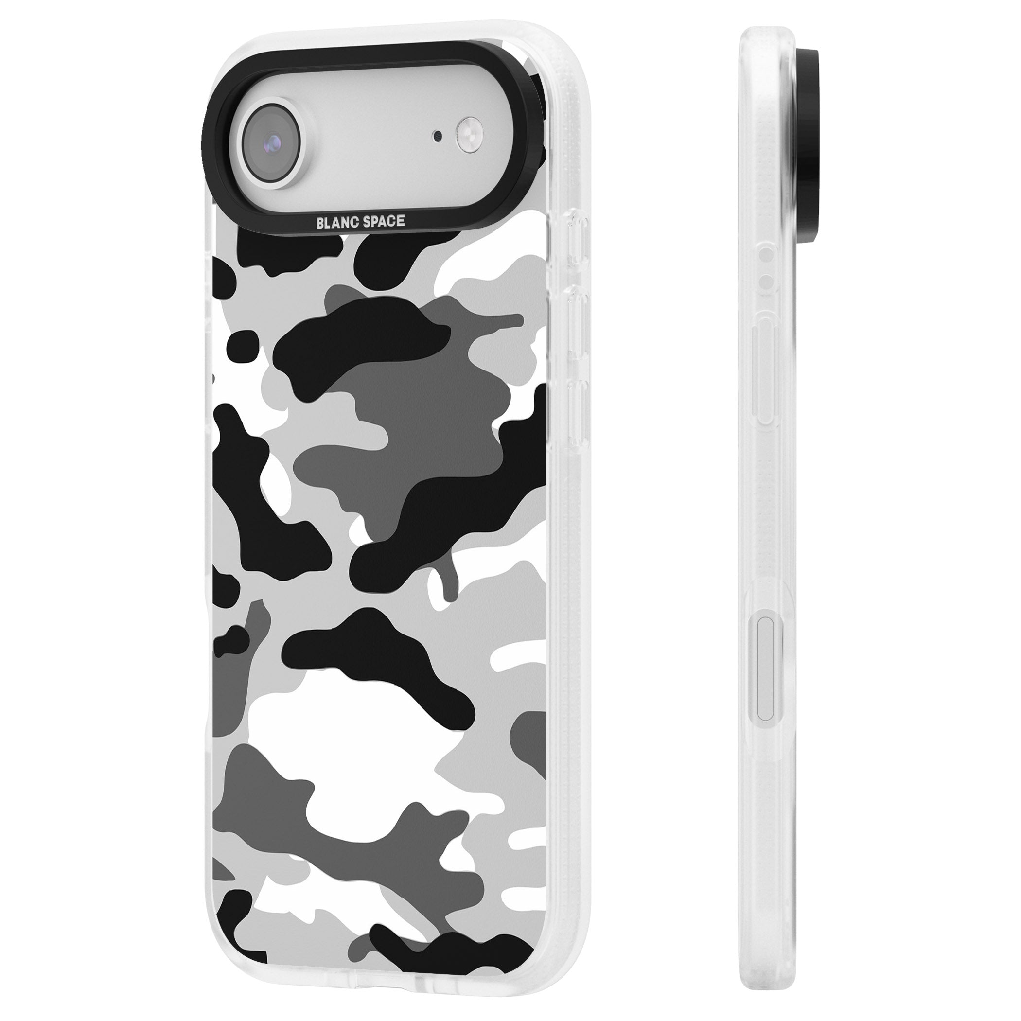 Grey Camo iPhone 17 Air Impact Air Clear Phone Case Side Profile