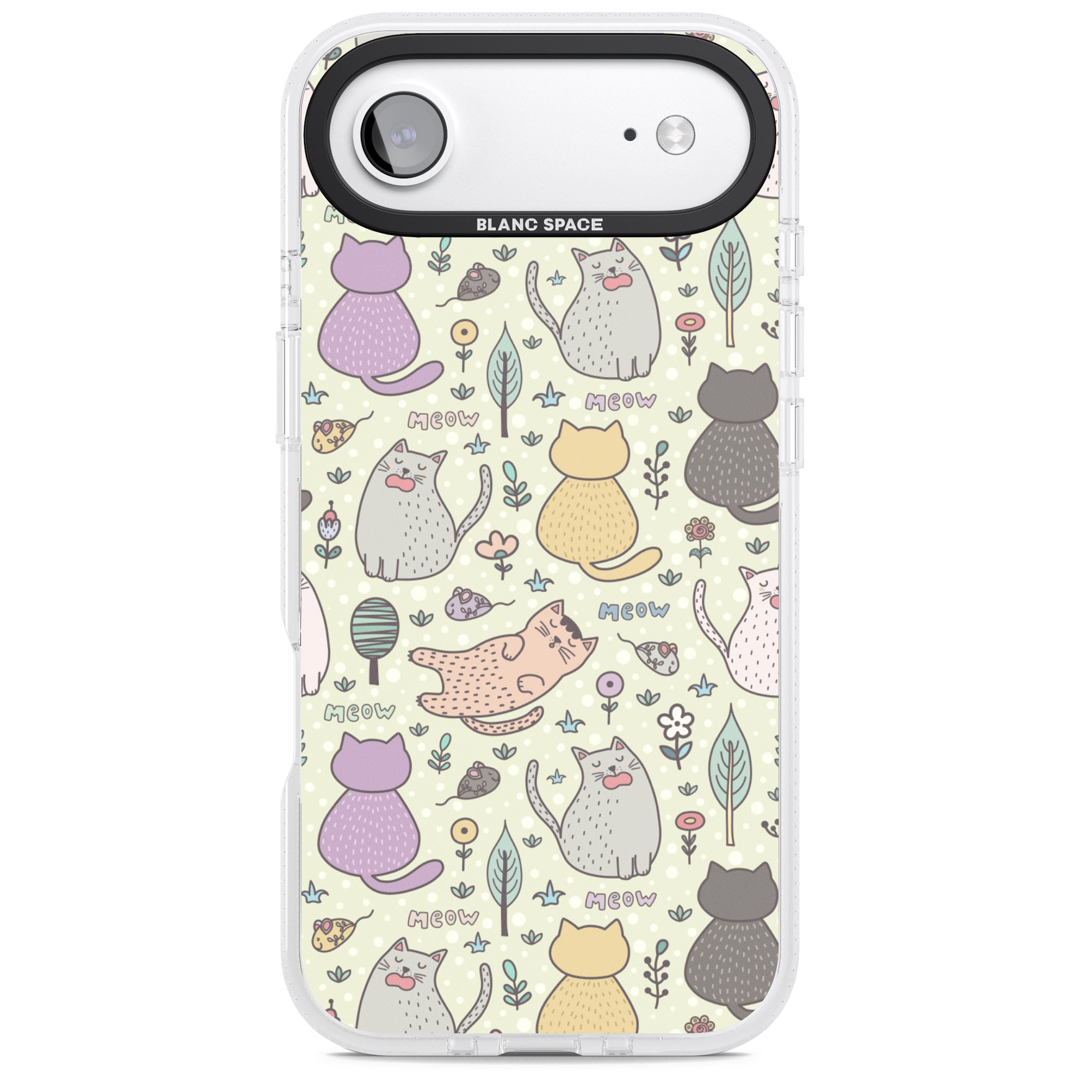 Cat Pattern Cream iPhone 17 Air Impact Air Clear Phone Case