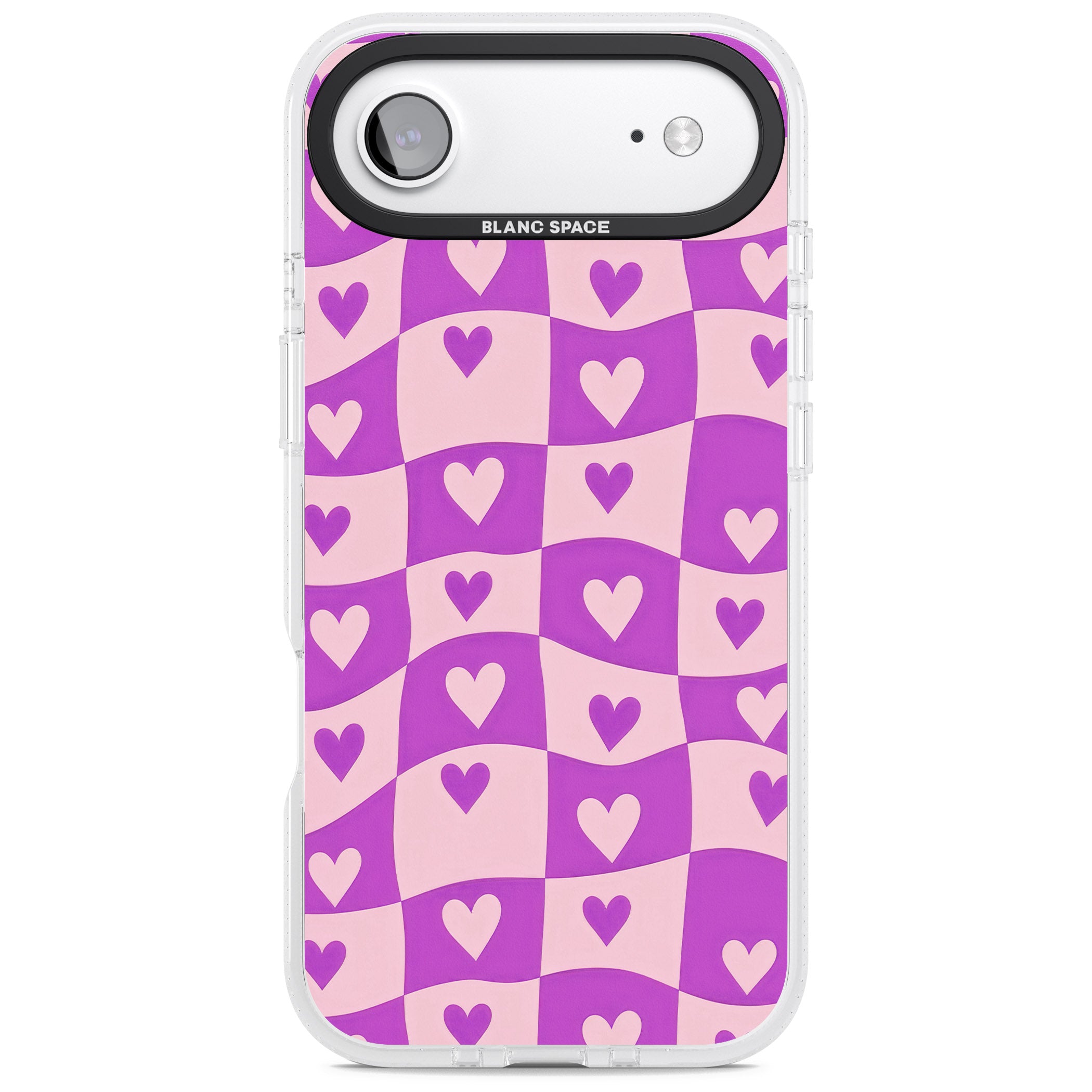 Purple Wavy Checked Hearts iPhone 17 Air Impact Air Clear Phone Case