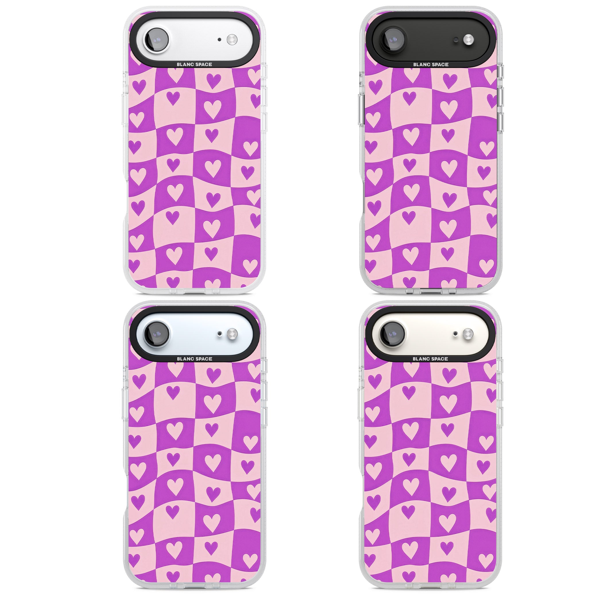 Purple Wavy Checked Hearts iPhone 17 Air Impact Air Clear Phone Case APT Impact Protection