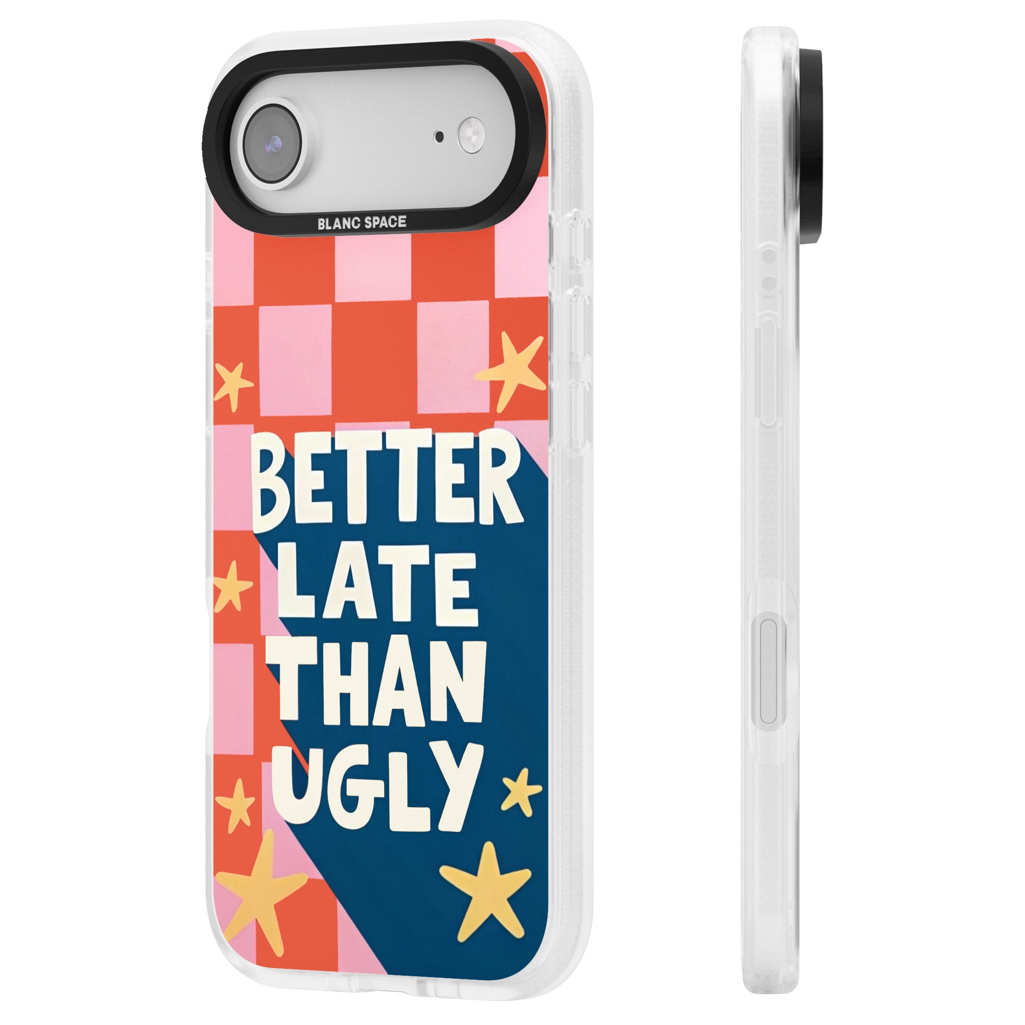 Better Late Than Ugly iPhone 17 Air Impact Air Clear Phone Case Side Profile
