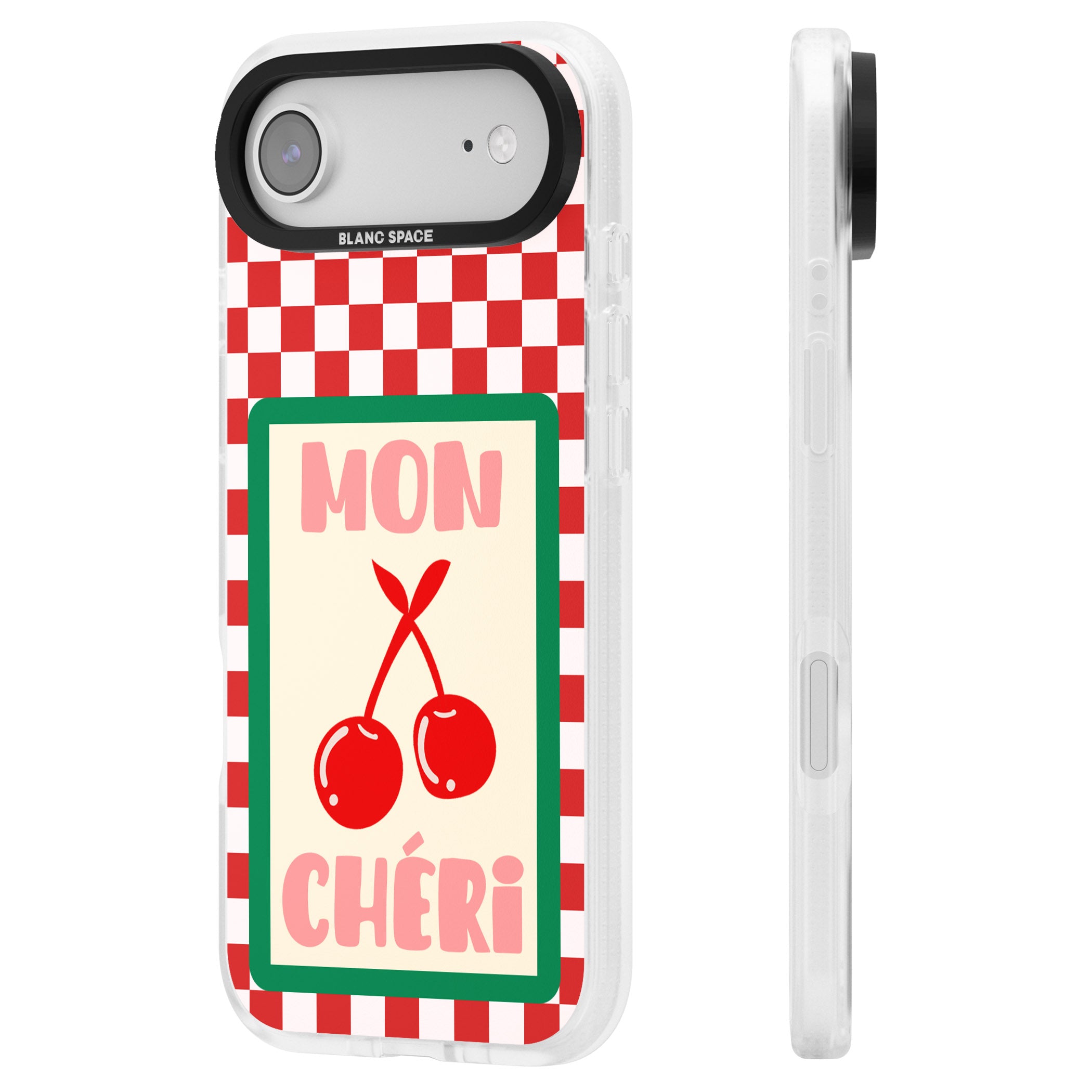 Mon Cheri iPhone 17 Air Impact Air Clear Phone Case Side Profile