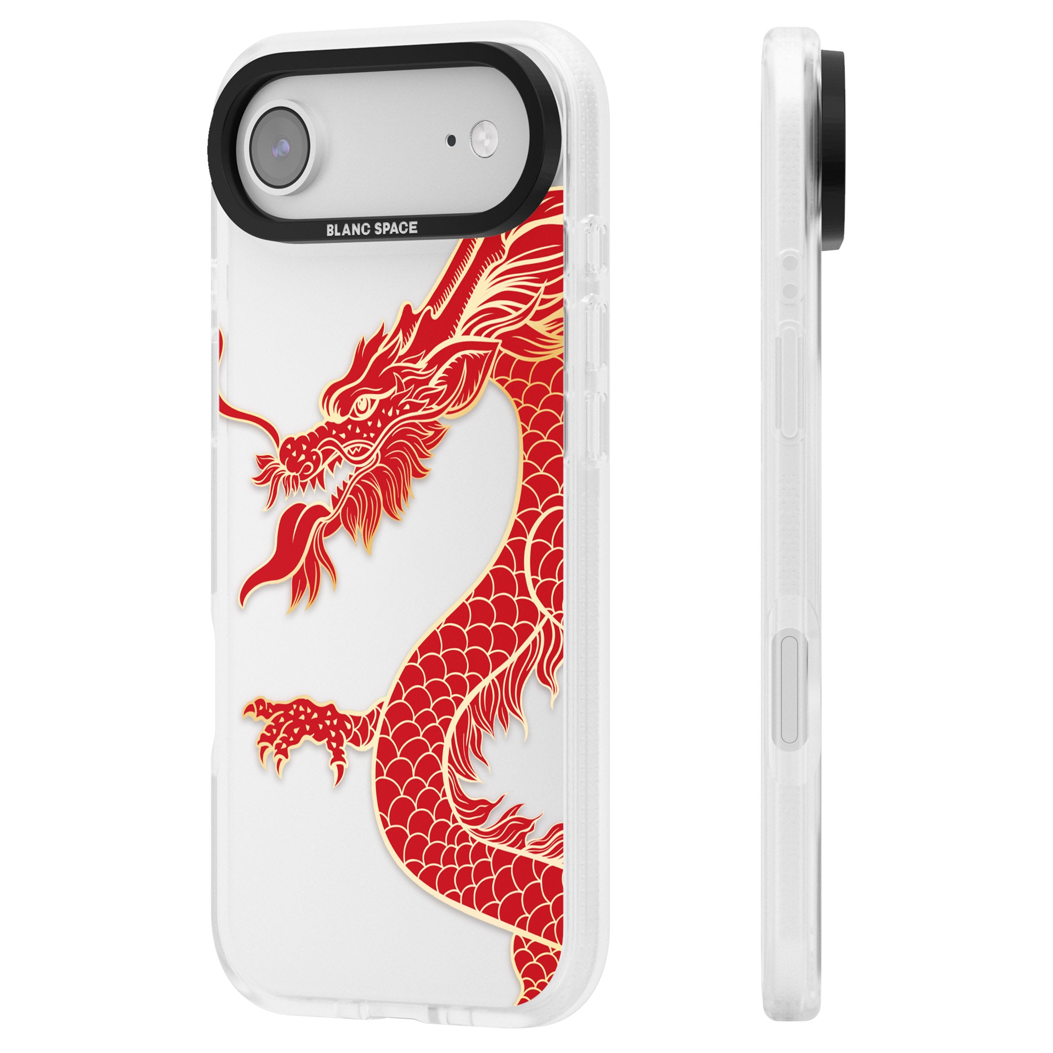 Large Red Dragon iPhone 17 Air Impact Air Clear Phone Case Side Profile