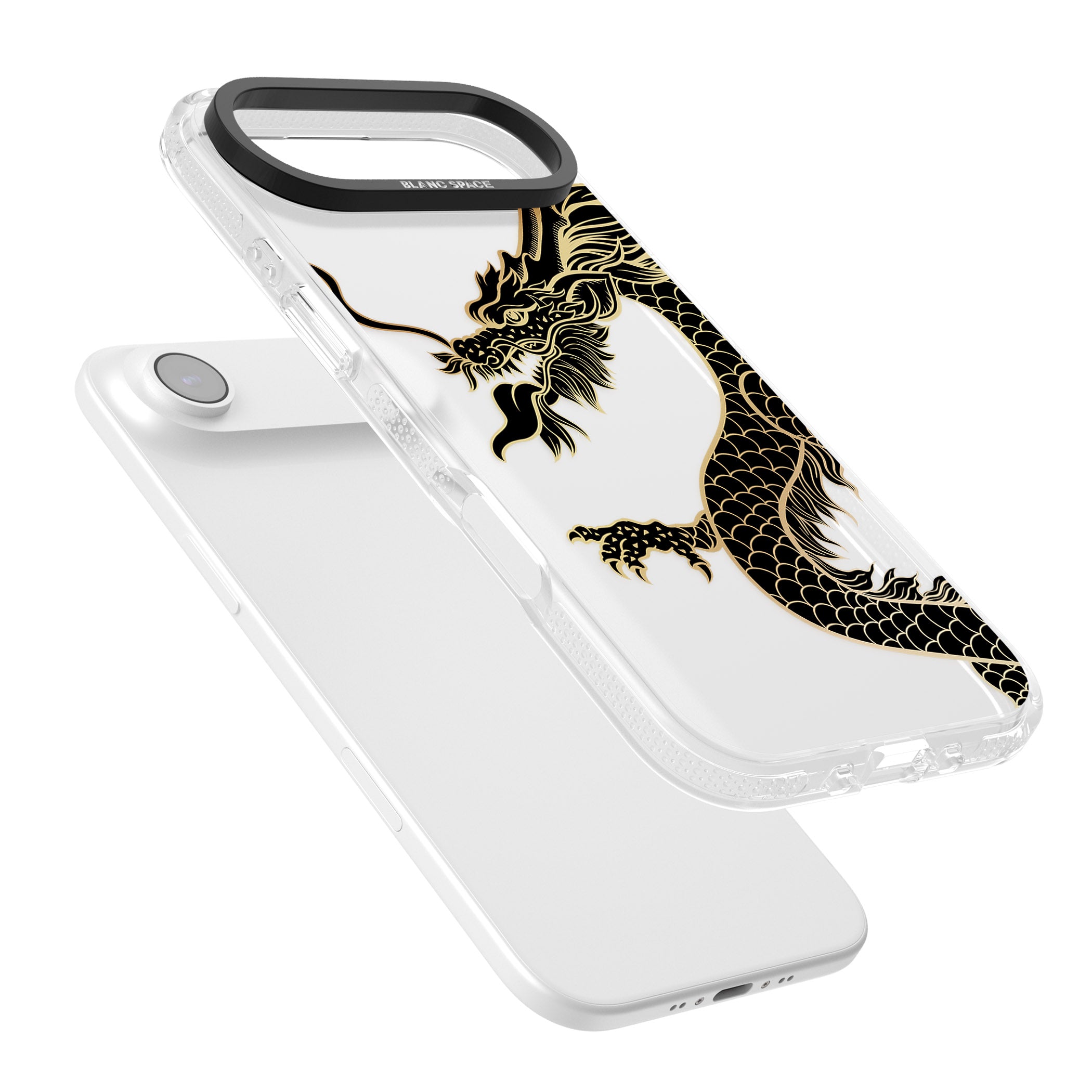 Large Black Dragon iPhone 17 Air Impact Air Clear Phone Case Colours