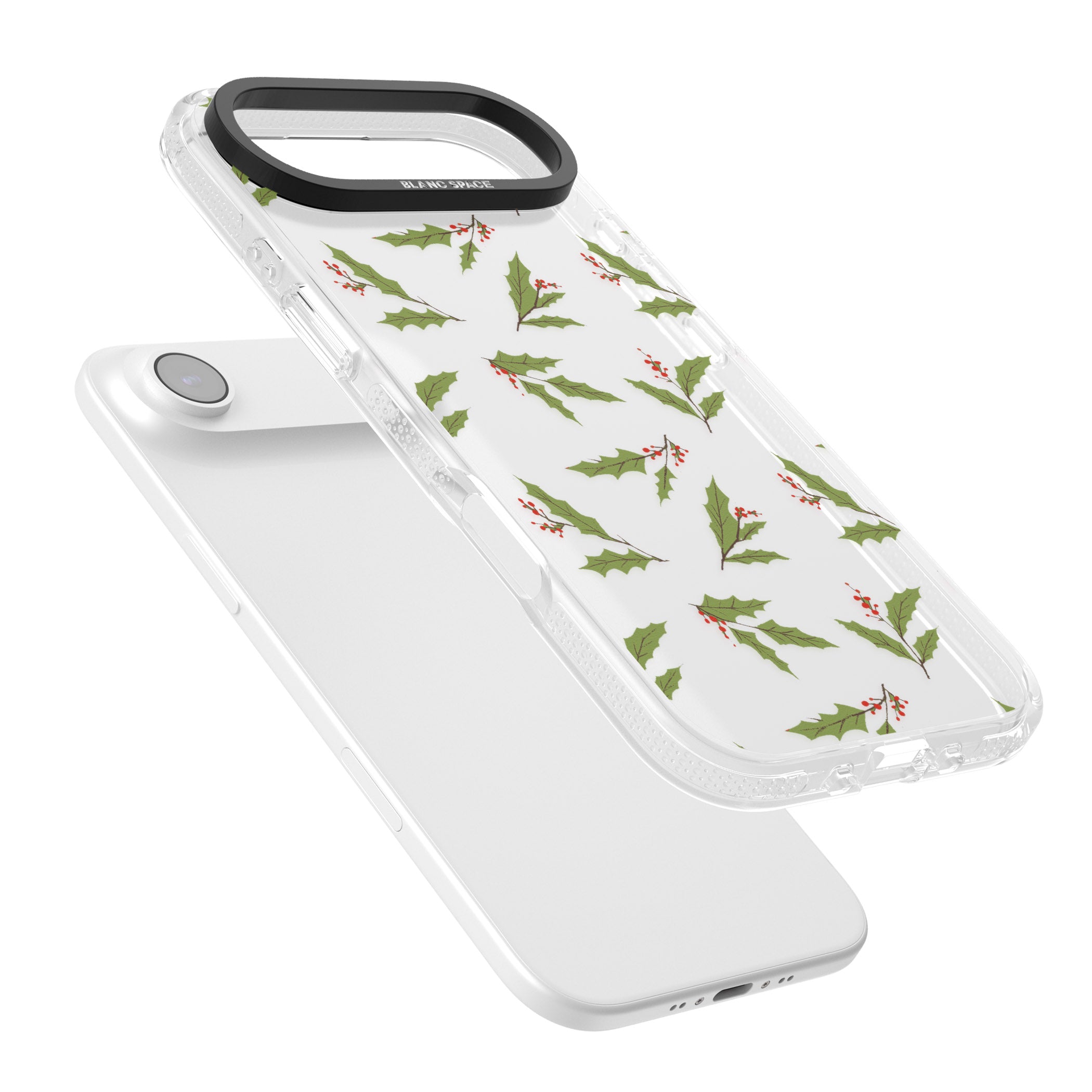 Christmas Holly Pattern iPhone 17 Air Impact Air Clear Phone Case Colours