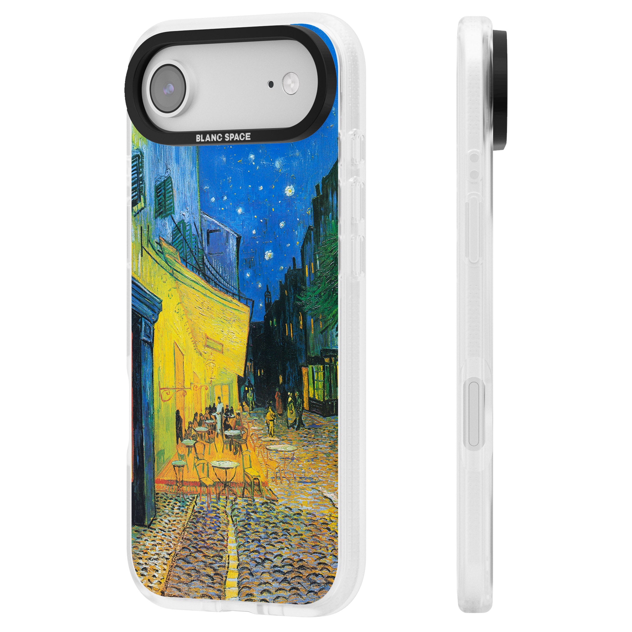 Café Terrace At Night iPhone 17 Air Impact Air Clear Phone Case Side Profile