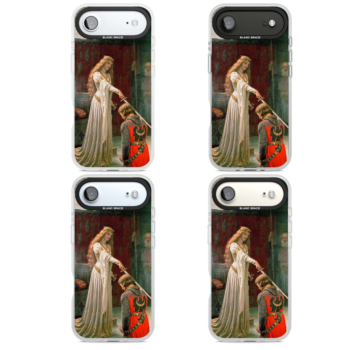 The Accolade renaissance art iPhone case featuring Edmund Blair Leighton's painting of a queen knighting a kneeling knight | Clear Case Impact Air case for iPhone Air