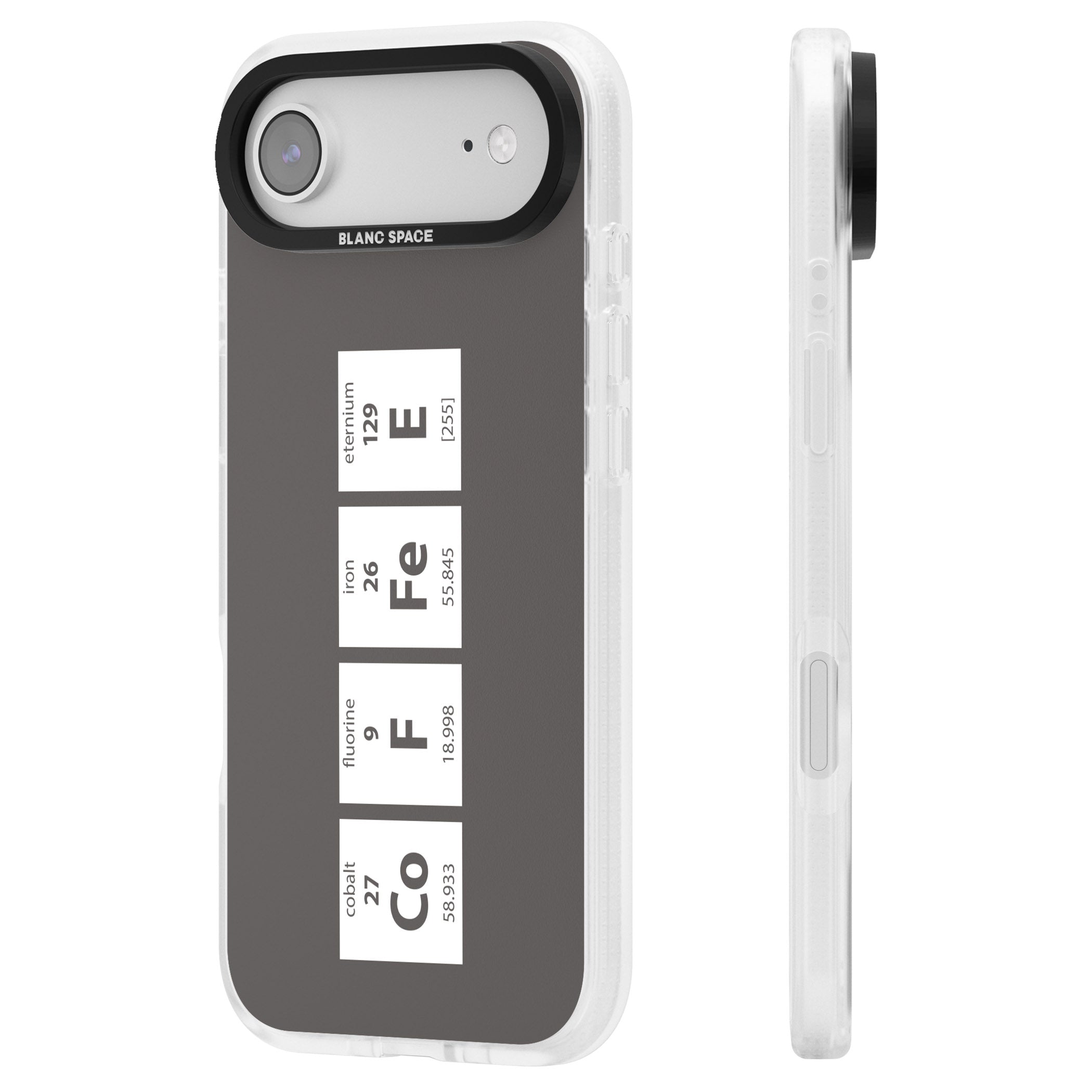 Coffee Element (Grey) iPhone 17 Air Impact Air Clear Phone Case Side Profile