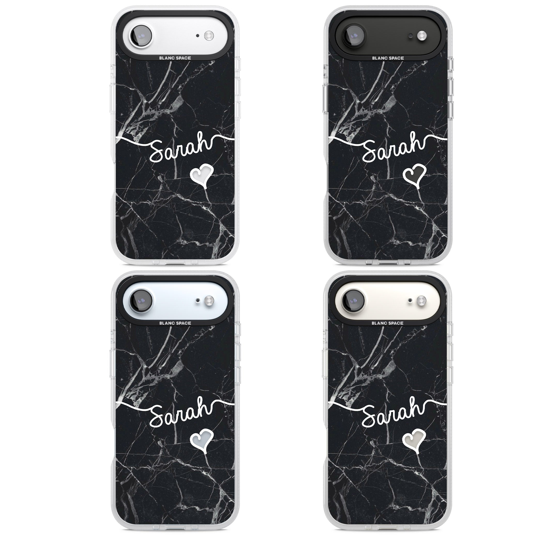 Personalised Black Marble Heart iPhone 17 Air Impact Air Clear Phone Case APT Impact Protection