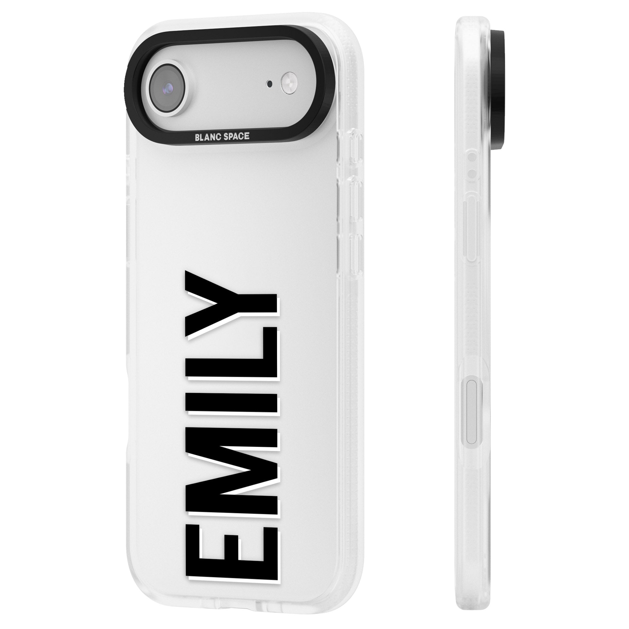 Personalised Vertical Name iPhone 17 Air Impact Air Clear Phone Case Side Profile