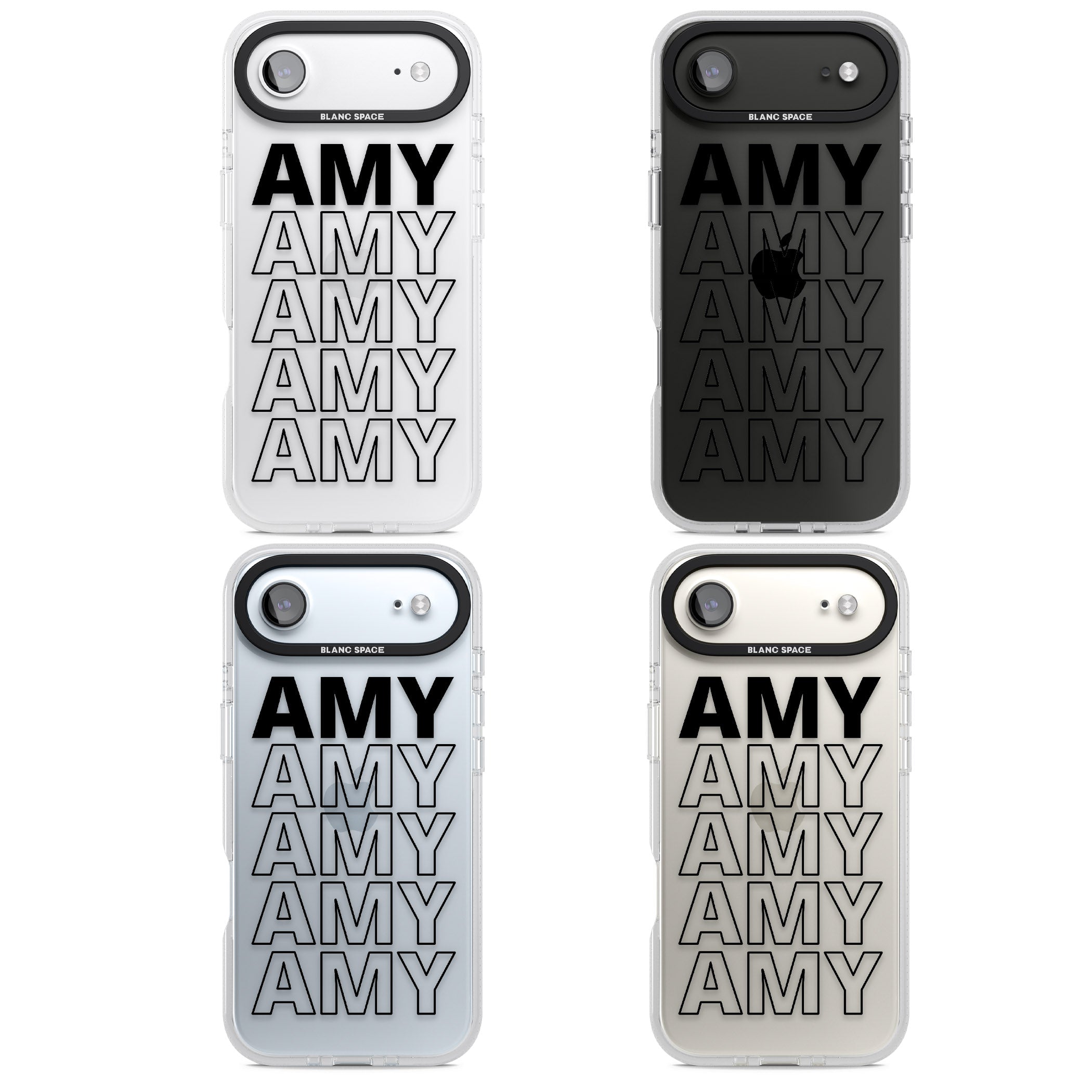 Personalised Bold Name Repetition iPhone 17 Air Impact Air Clear Phone Case APT Impact Protection
