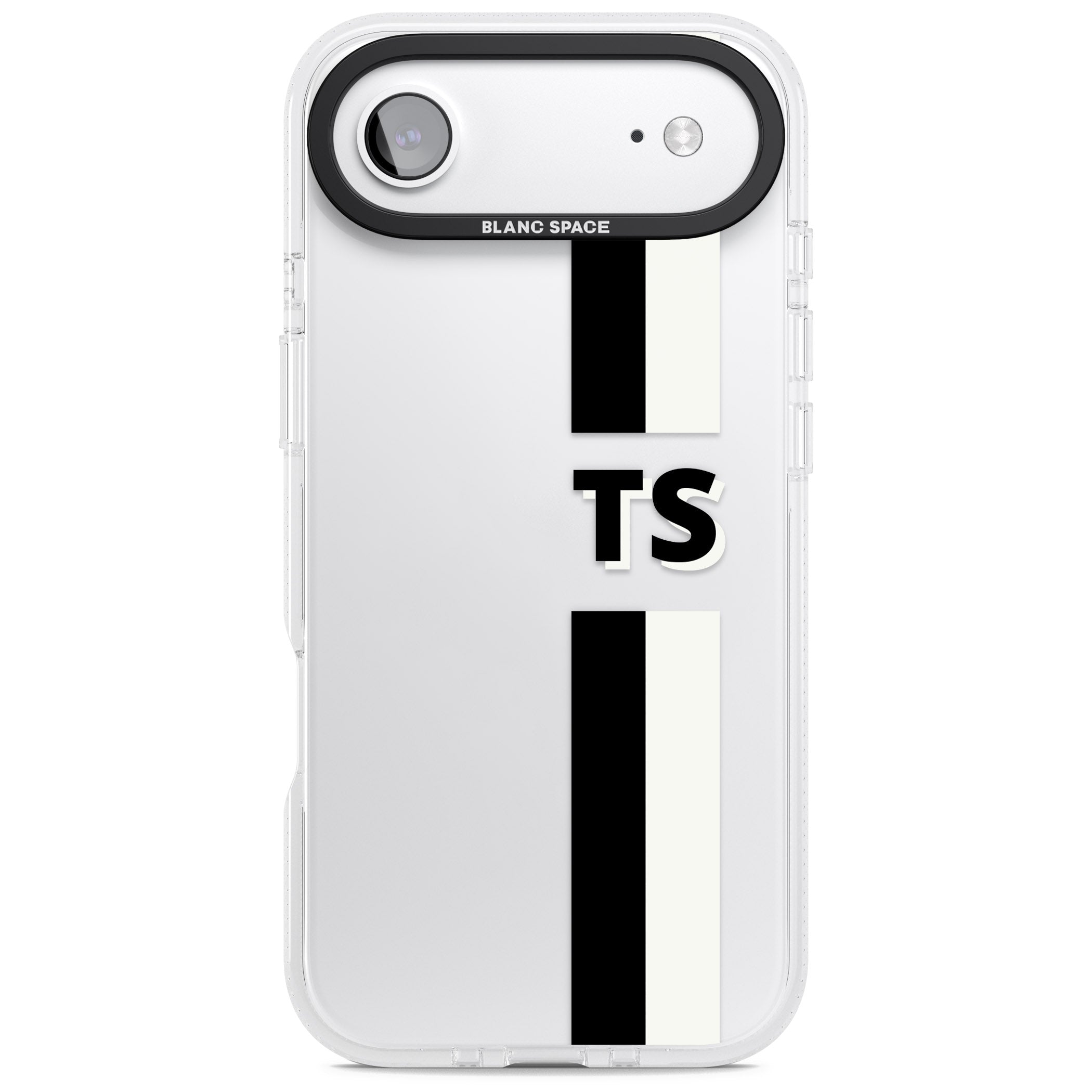 Personalised Black And White Stripe iPhone 17 Air Impact Air Clear Phone Case