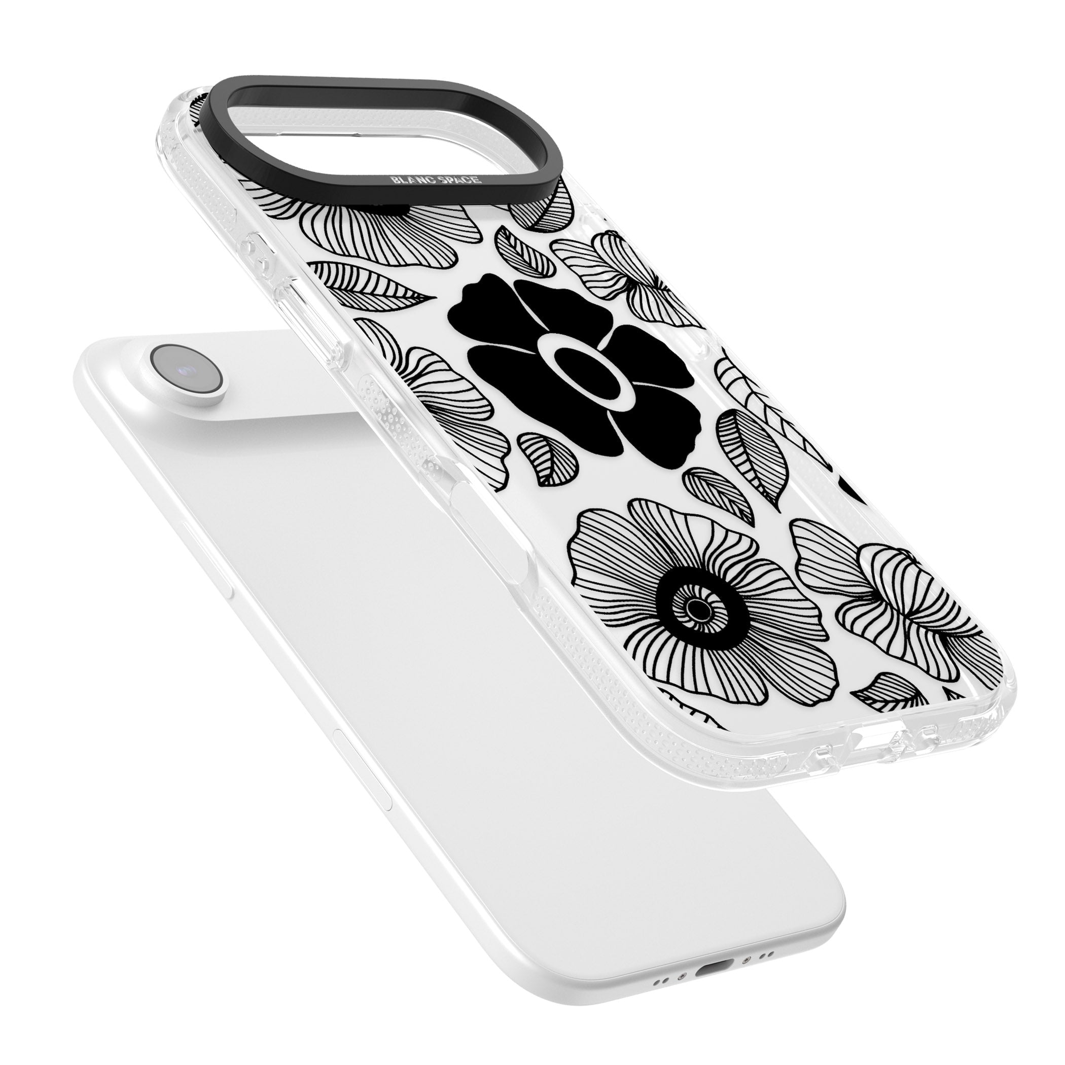 Black Flowers iPhone 17 Air Impact Air Clear Phone Case Colours