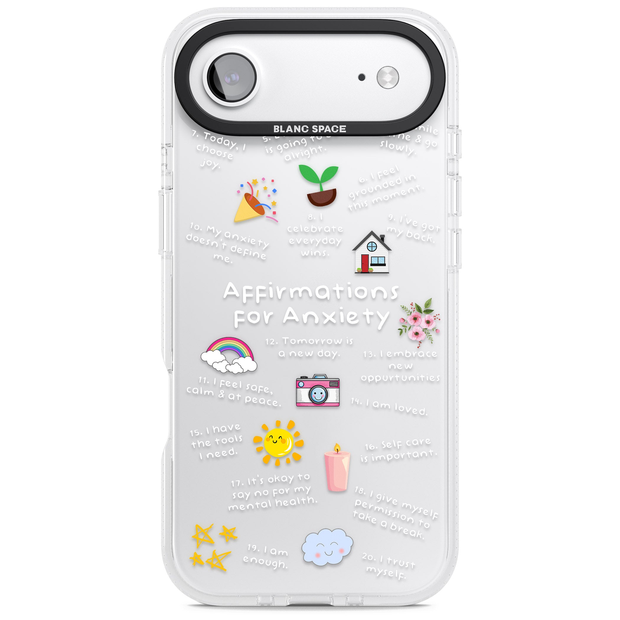 Anxiety White Text iPhone 17 Air Impact Air Clear Phone Case