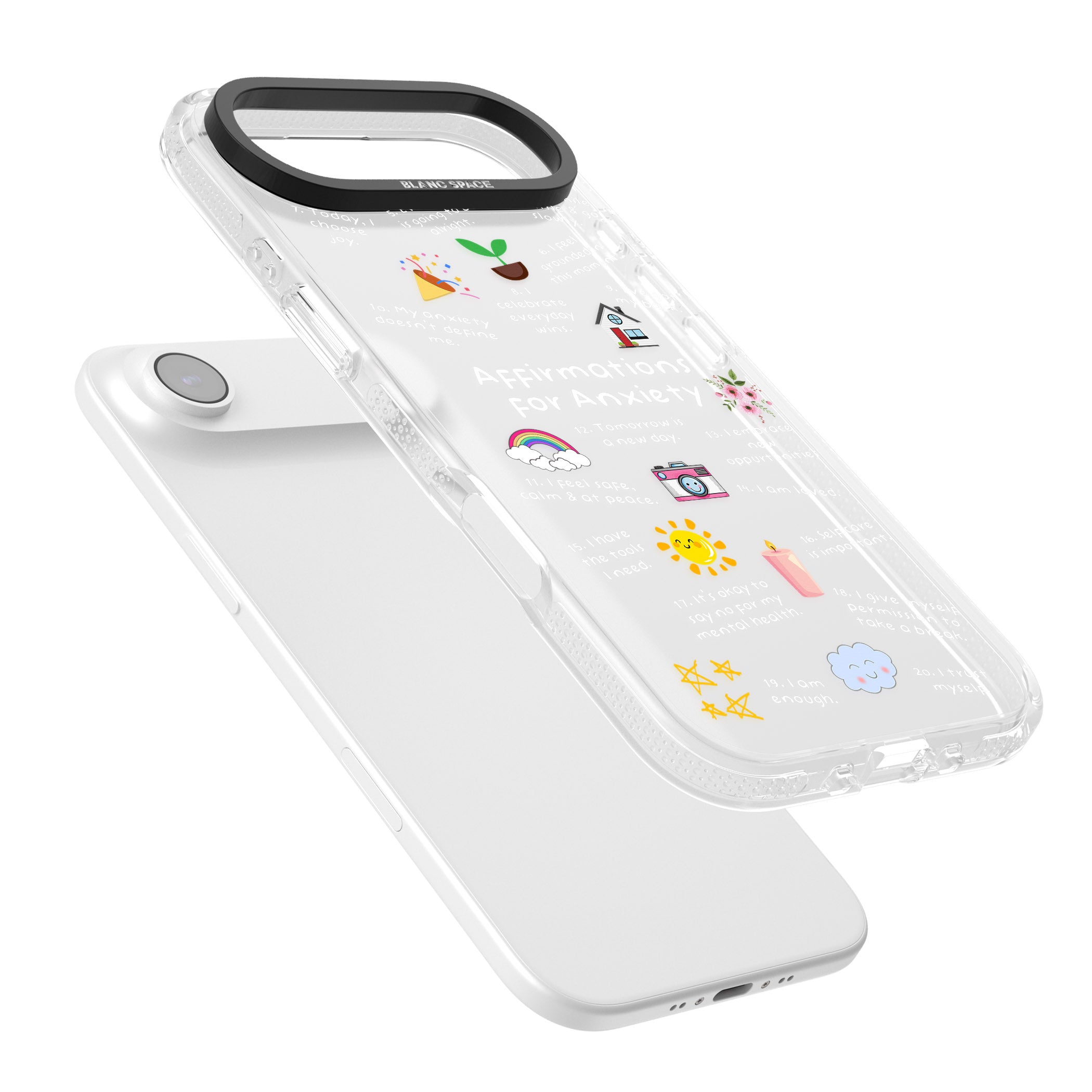 Anxiety White Text iPhone 17 Air Impact Air Clear Phone Case Colours