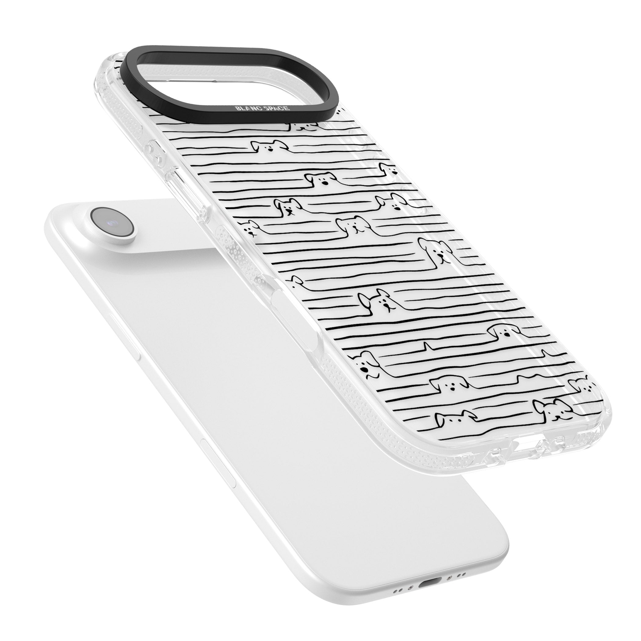 Dog Line Art Black iPhone 17 Air Impact Air Clear Phone Case Colours