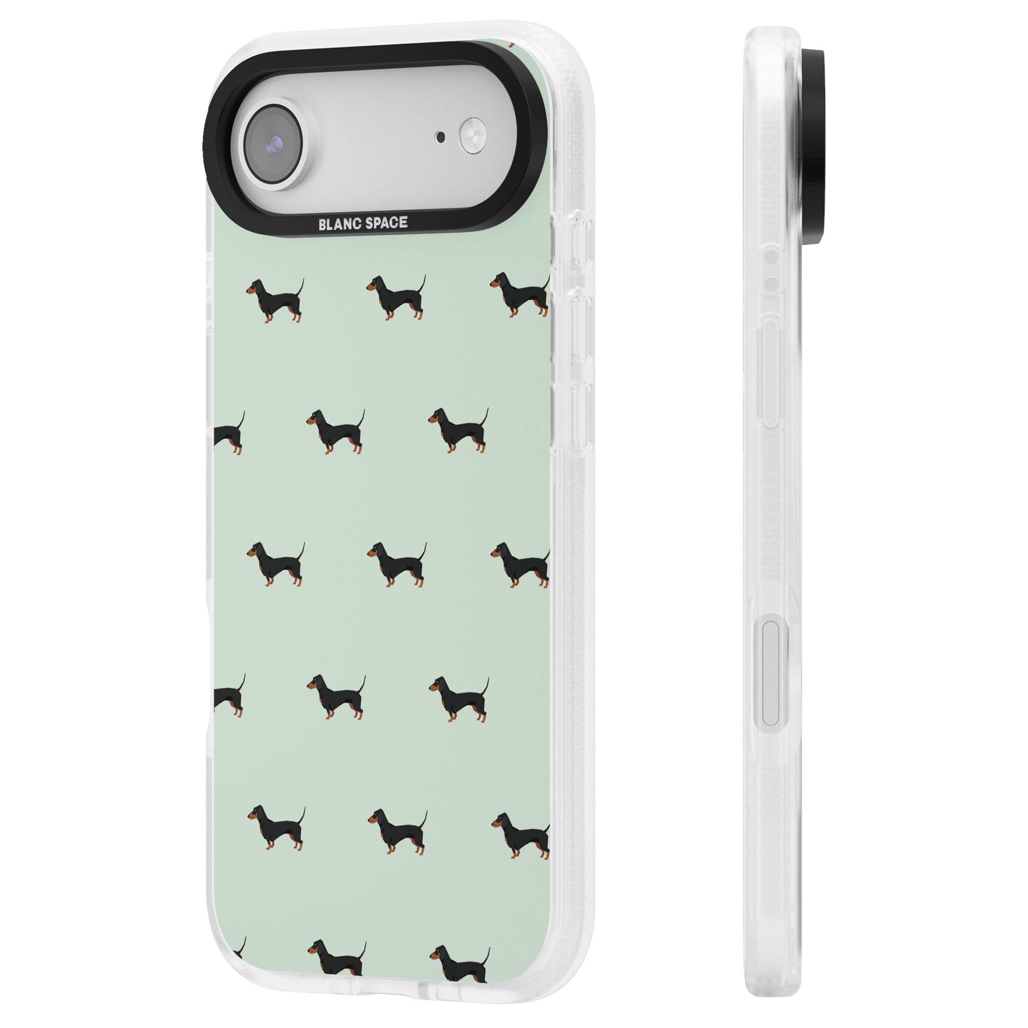 Dachshund Dog Pattern iPhone 17 Air Impact Air Clear Phone Case Side Profile