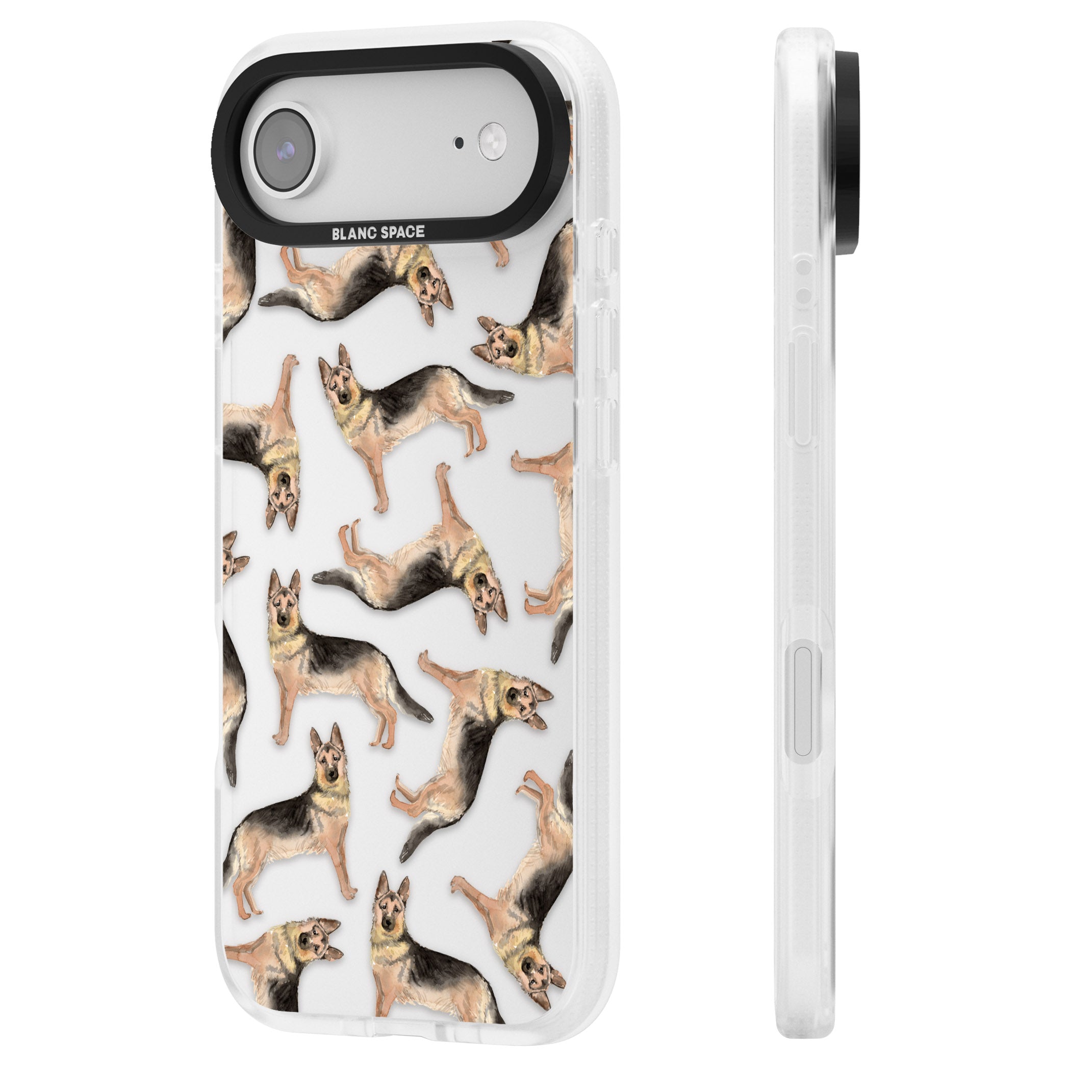 German Shepherd Pattern Classic iPhone 17 Air Impact Air Clear Phone Case Side Profile