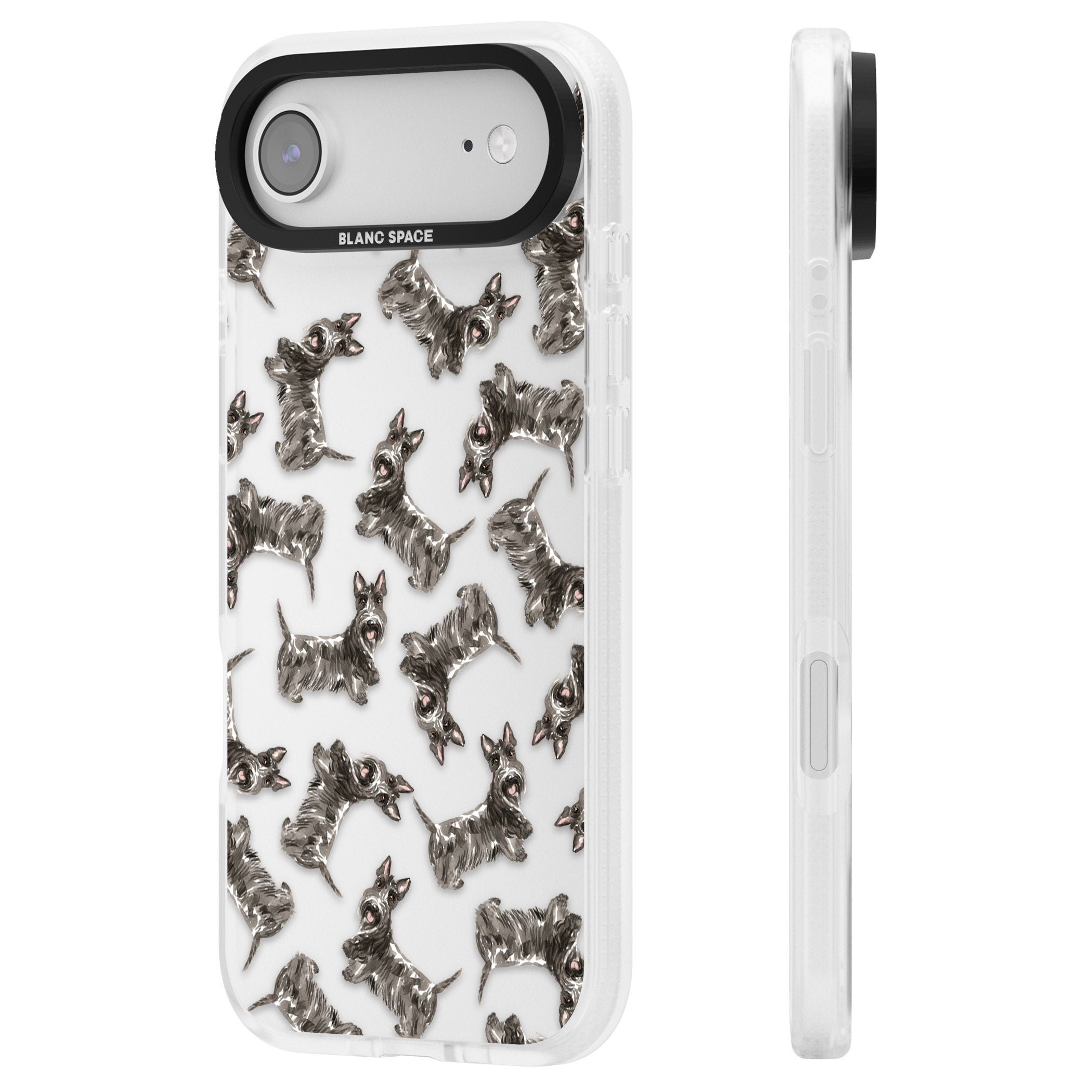 Scottish Terrier Pattern iPhone 17 Air Impact Air Clear Phone Case Side Profile