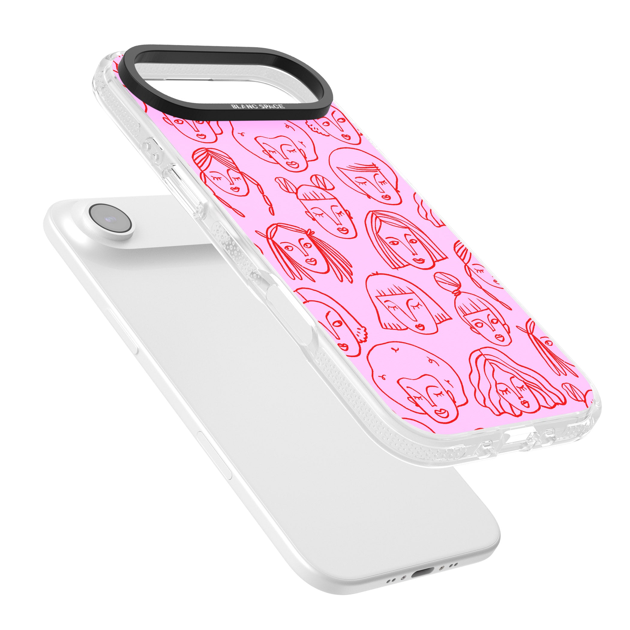 Girl Portrait Doodles iPhone 17 Air Impact Air Clear Phone Case Colours