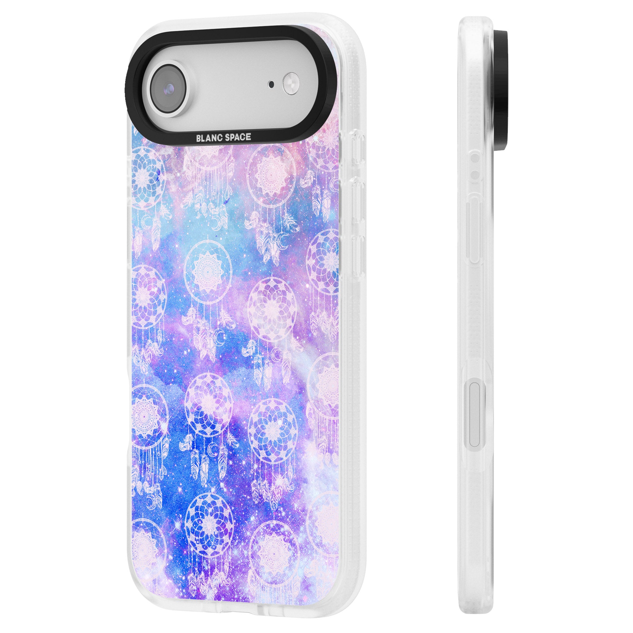 Dreamcatcher Galaxy Tie Dye iPhone 17 Air Impact Air Clear Phone Case Side Profile