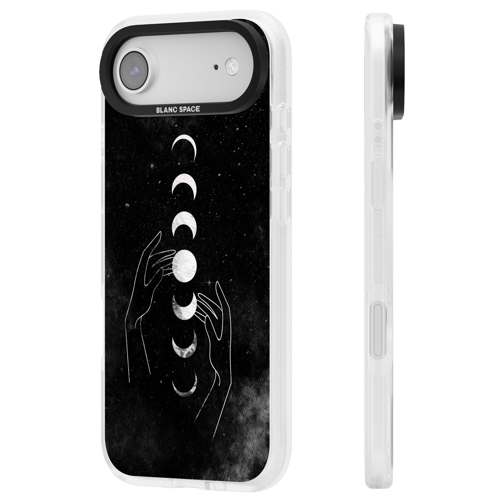 Moon Phases Hands iPhone 17 Air Impact Air Clear Phone Case Side Profile