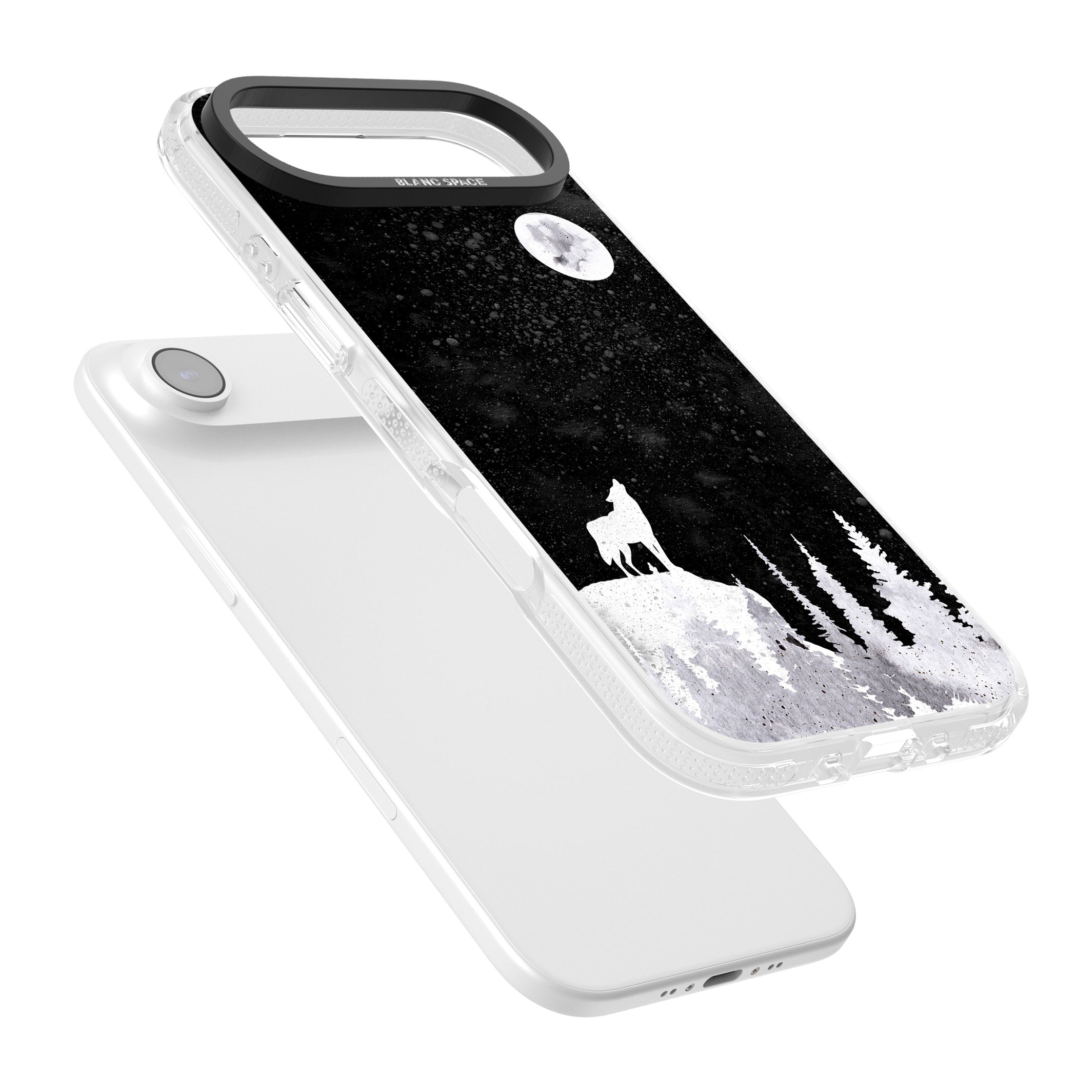 Moon Phases: Wolf & Full Moon iPhone 17 Air Impact Air Clear Phone Case Colours