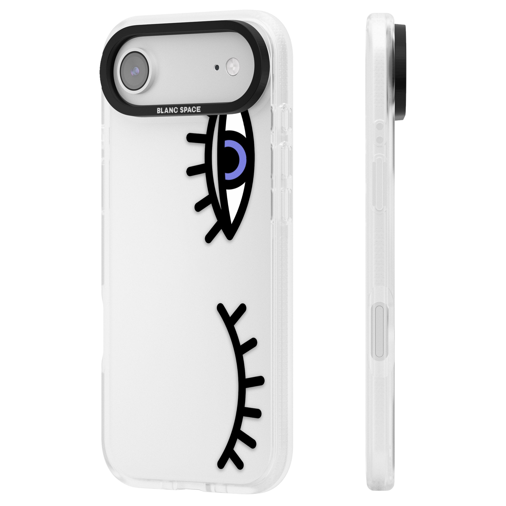 Winking Eyes Transparent Pattern iPhone 17 Air Impact Air Clear Phone Case Side Profile