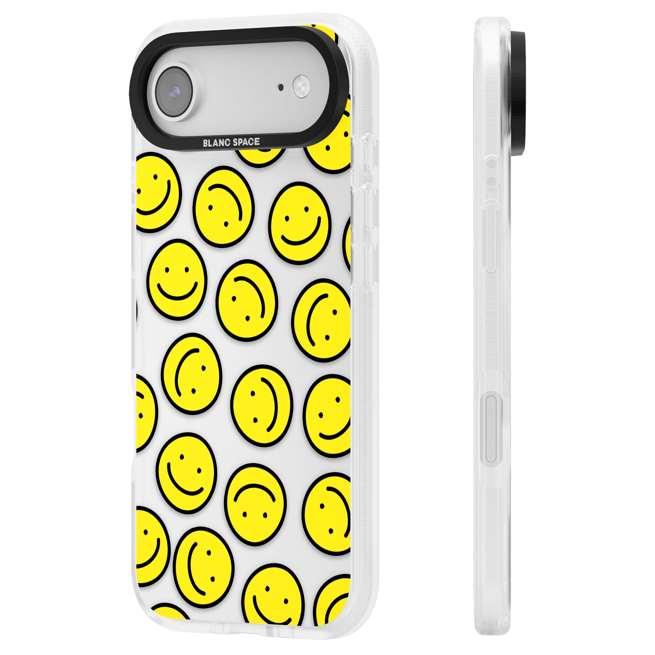 Smiley Face Pattern iPhone 17 Air Impact Air Clear Phone Case Side Profile