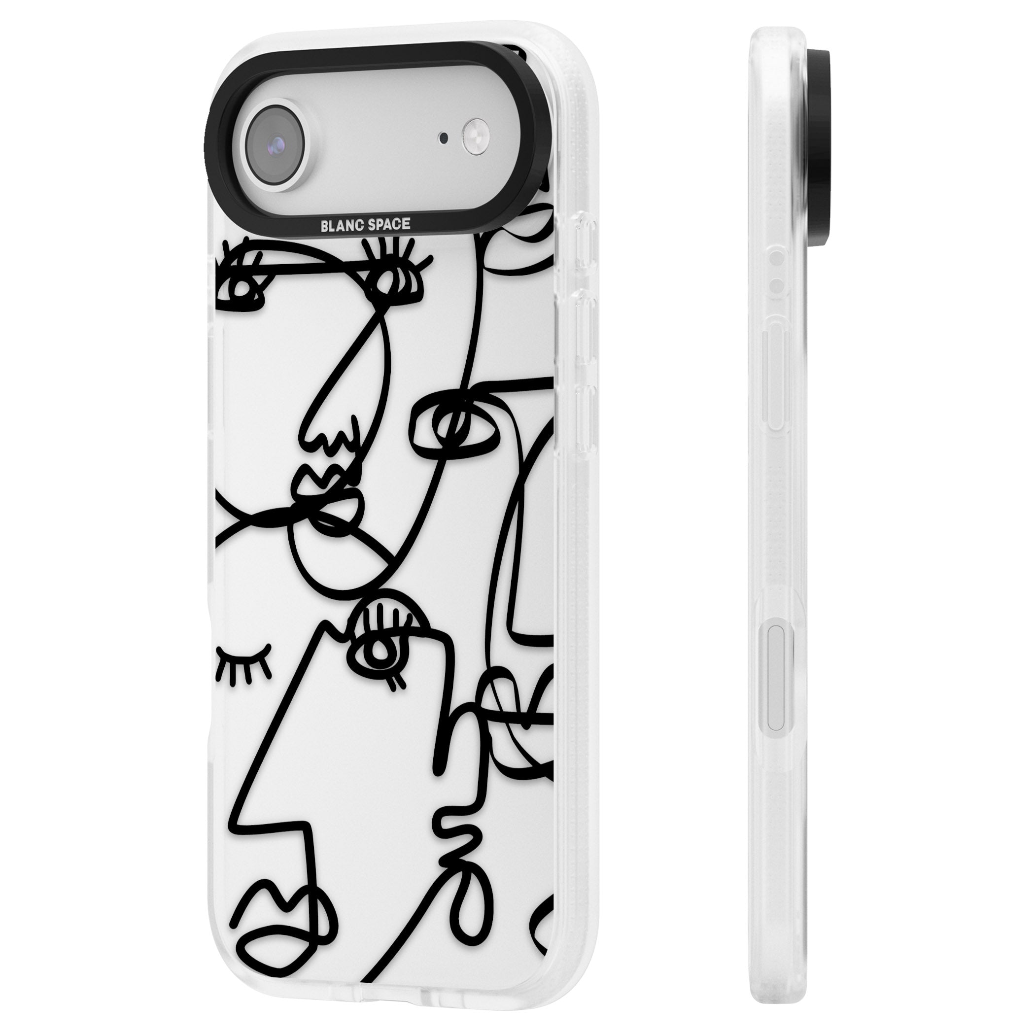 Abstract Line Art Black Clear iPhone 17 Air Impact Air Clear Phone Case Side Profile